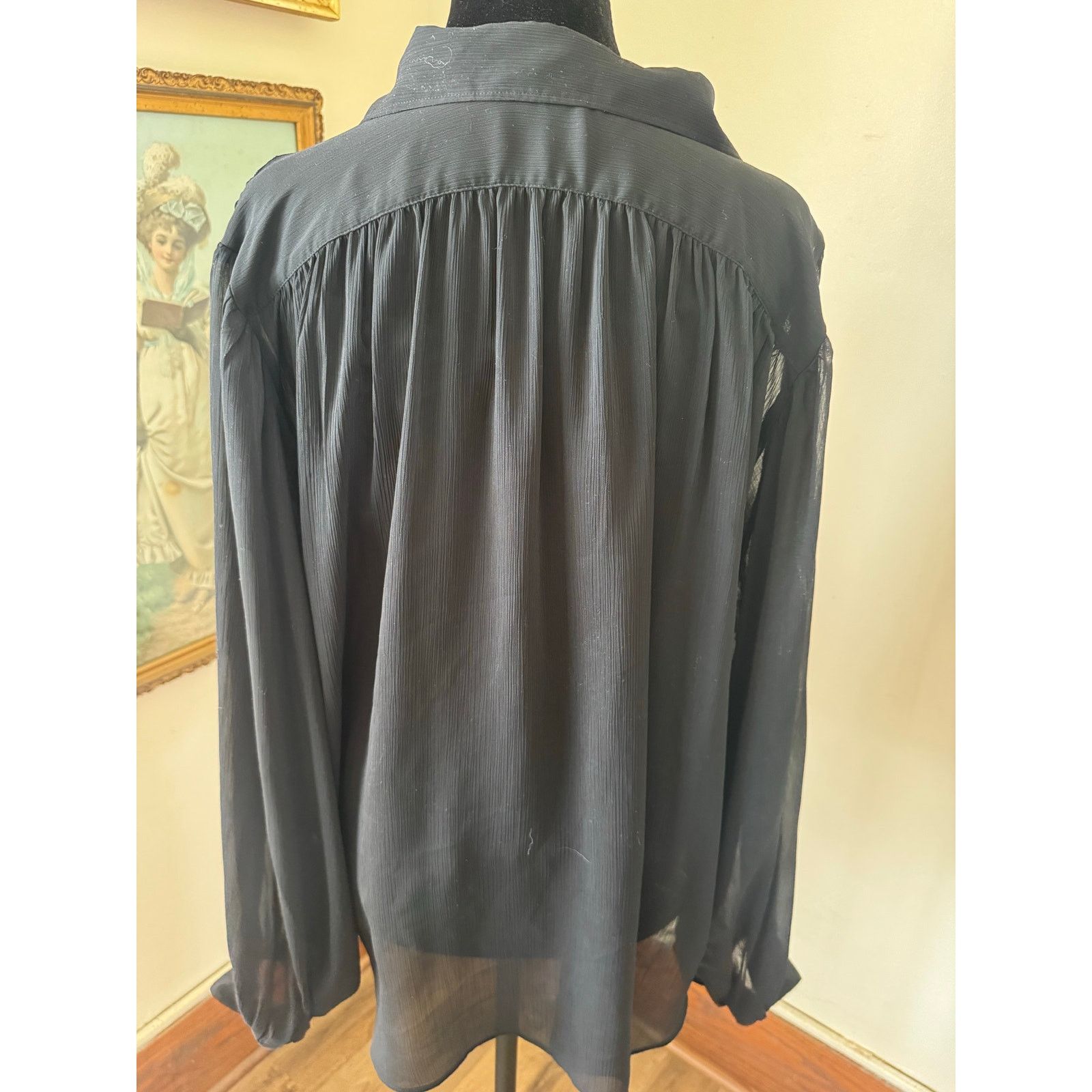 Uniqlo Uniqlo C Clare Waight Keller Sheer Pleated Black Blouse Size M / US 6-8 / IT 42-44 - 2 Thumbnail
