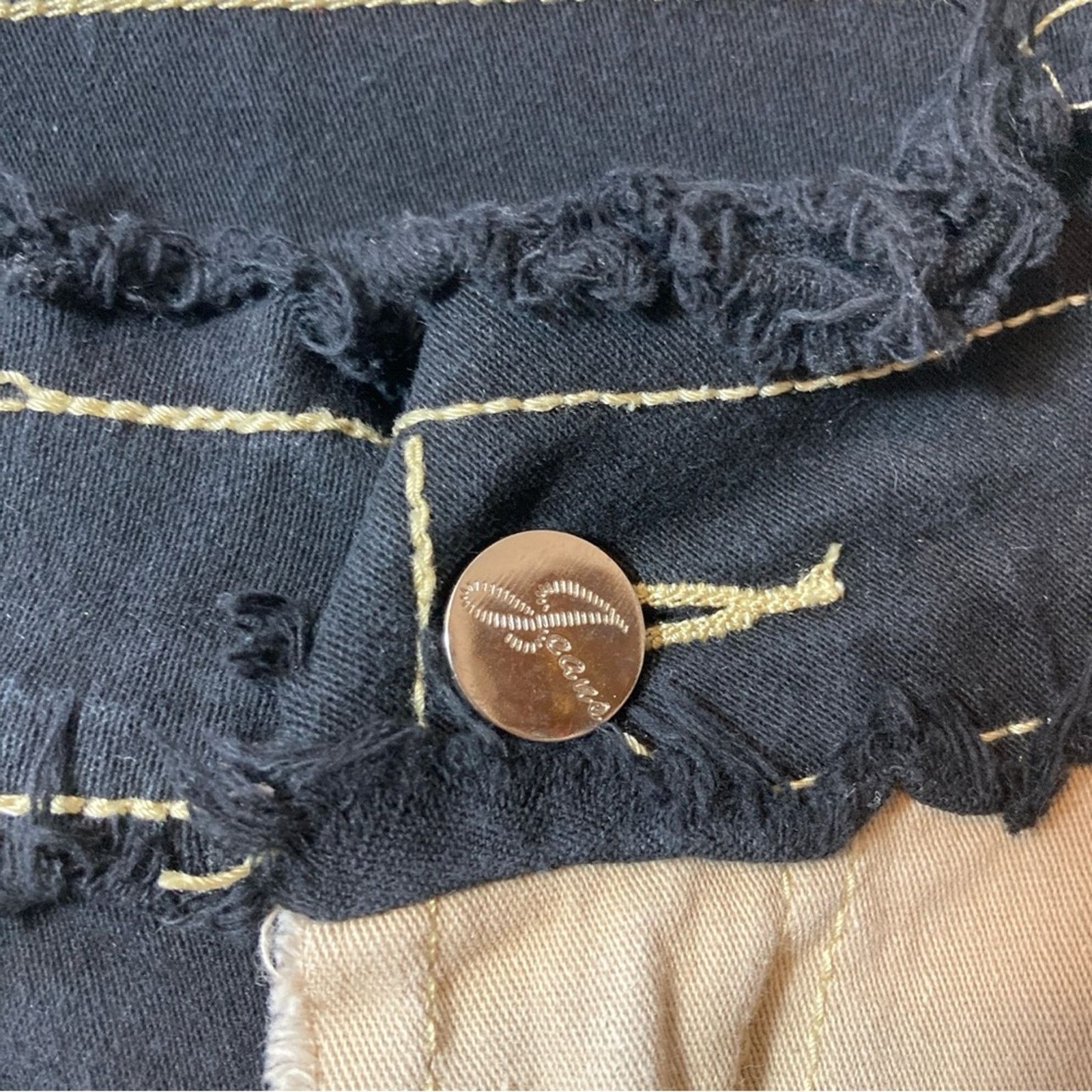 Other Jeans Black White Tan Patchwork Cut Off High Rise Jean Pants Size 27" / US 4 / IT 40 - 2 Thumbnail