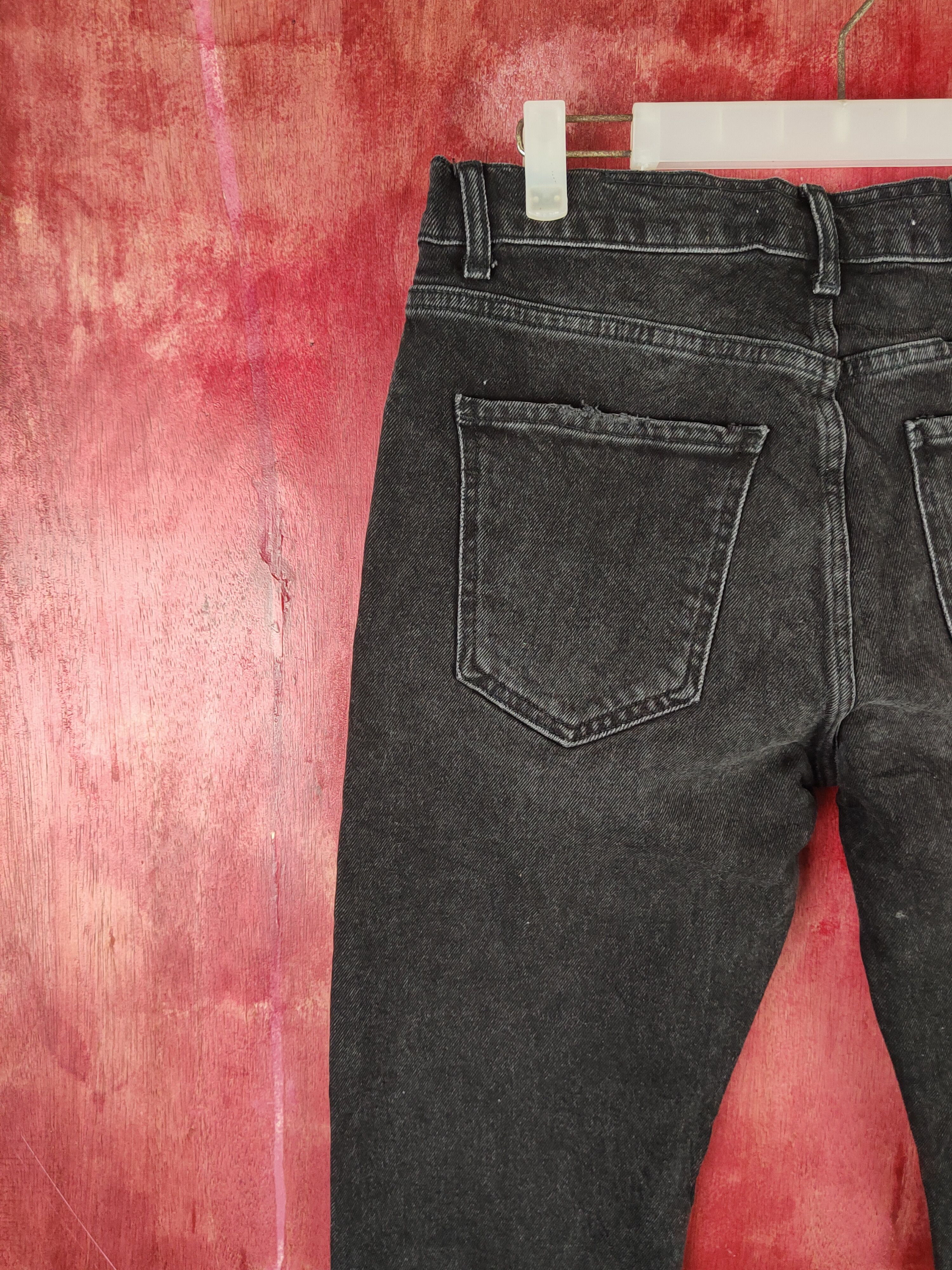 Japanese Brand Zara Black Distressed Ripped denim Jeans #S1659 Size US 31 - 11 Thumbnail