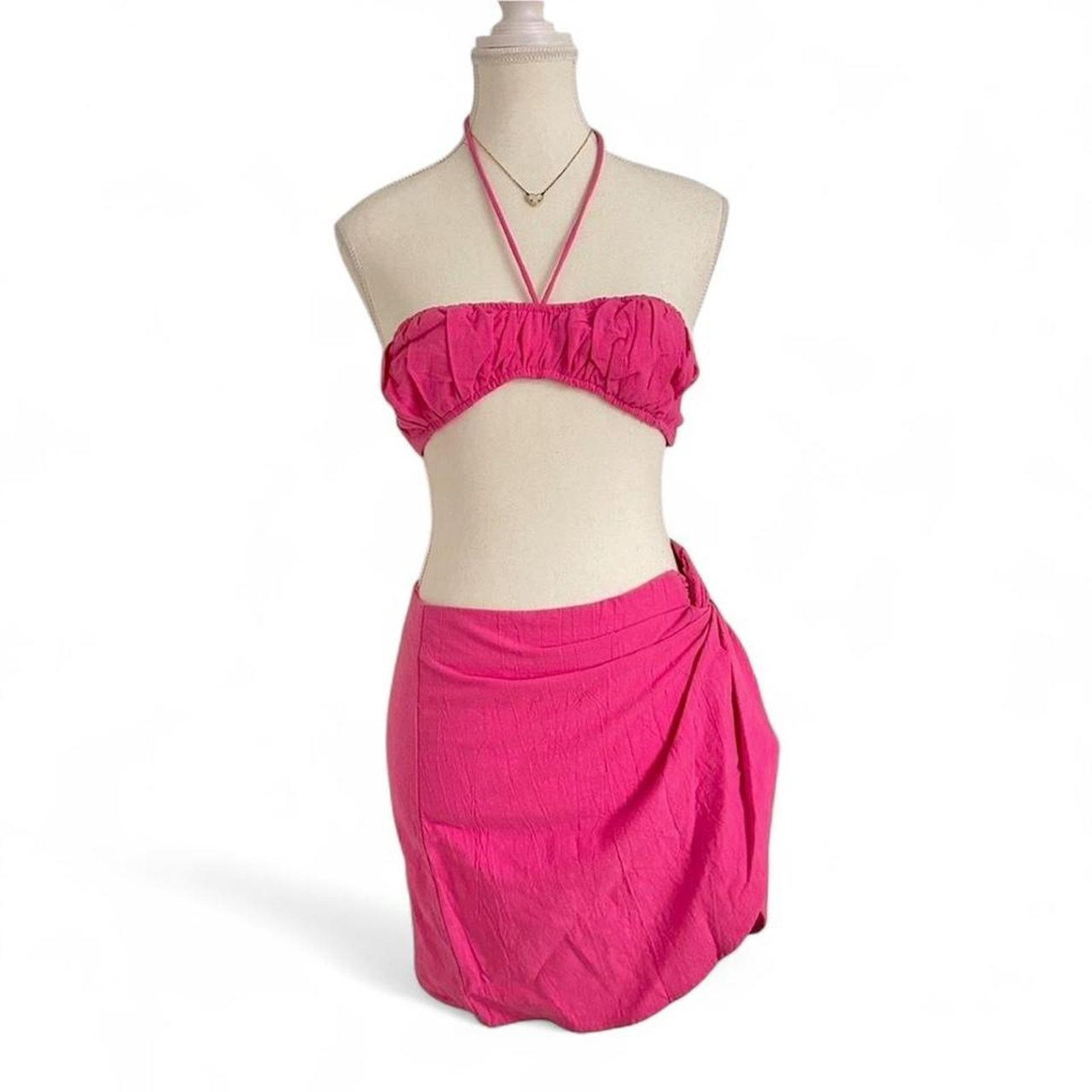 Other White Fox pink halter top and skirt set Size S Party beach Size ONE SIZE - 1 Thumbnail