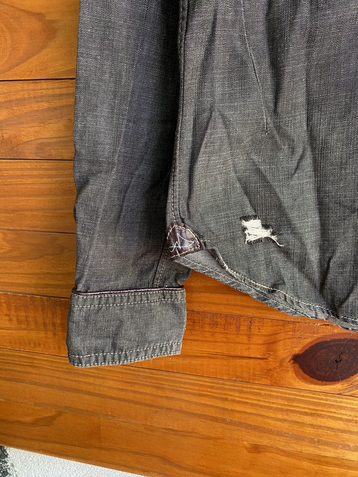 PPFM PPFM Japan Distressed Denim Jacket Grey Zip-Up Workwear Size US S / EU 44-46 / 1 - 6 Thumbnail