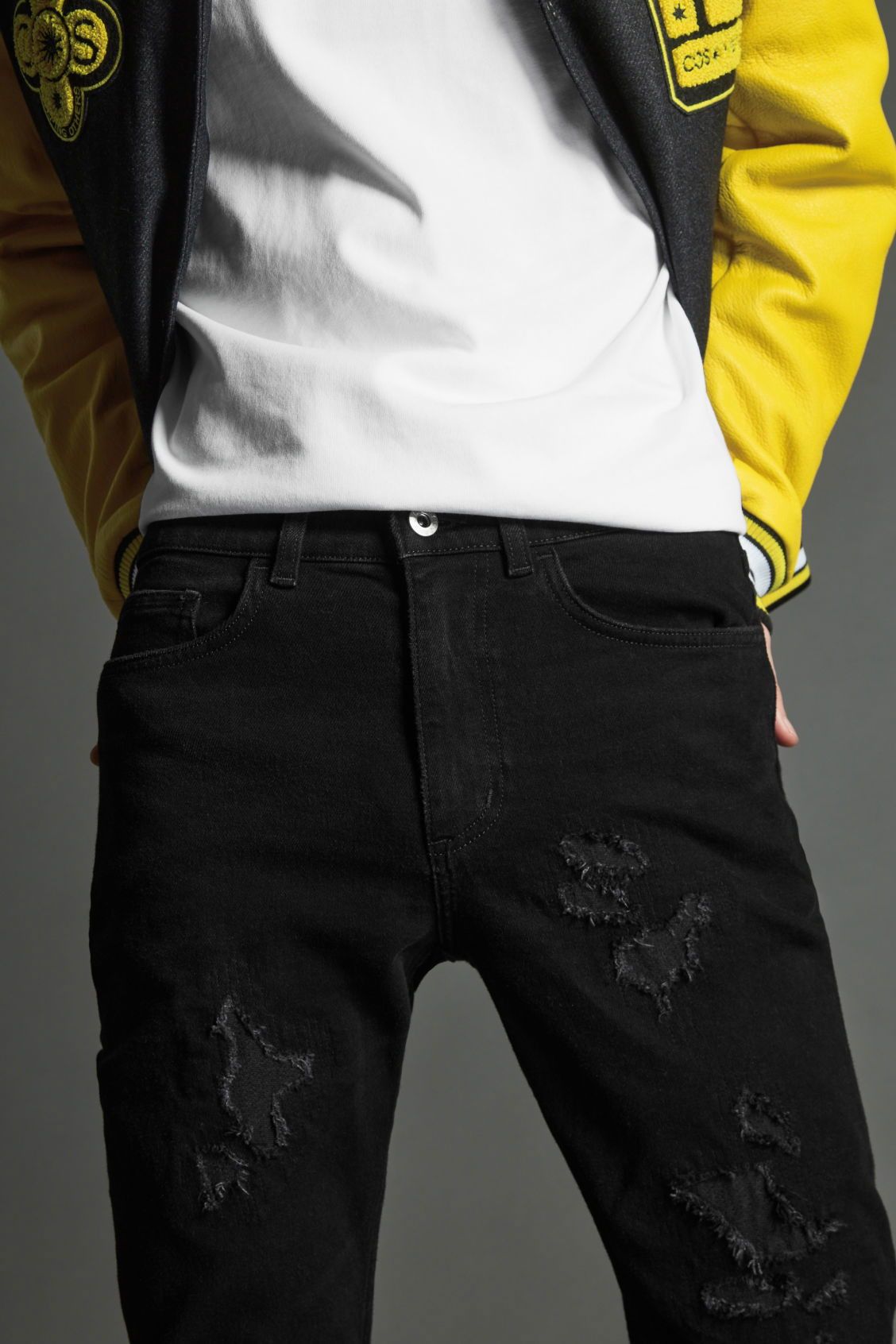 Cos Reece Yeboah Slim Jeans clean black distressed limited edit. Size US 30 / EU 46 - 4 Thumbnail