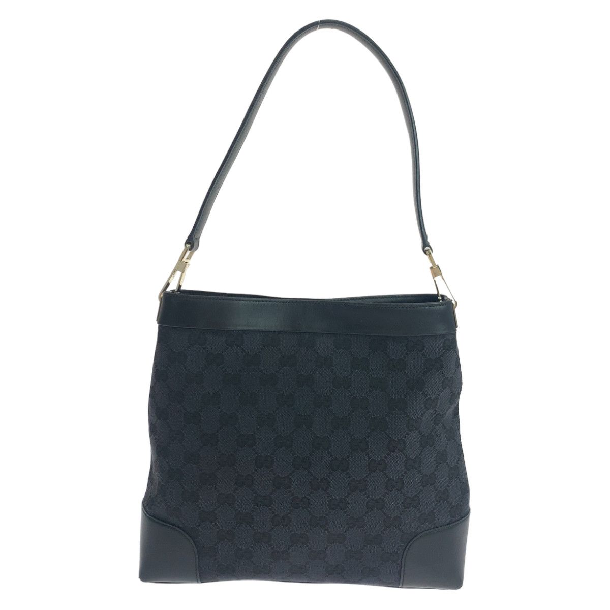 Gucci Gucci Gucci GG Canvas Shoulder Bag Black Silver Hardware Canvas Shoulder Bag 0014231 in Very Good Condition Size ONE SIZE - 1 Thumbnail