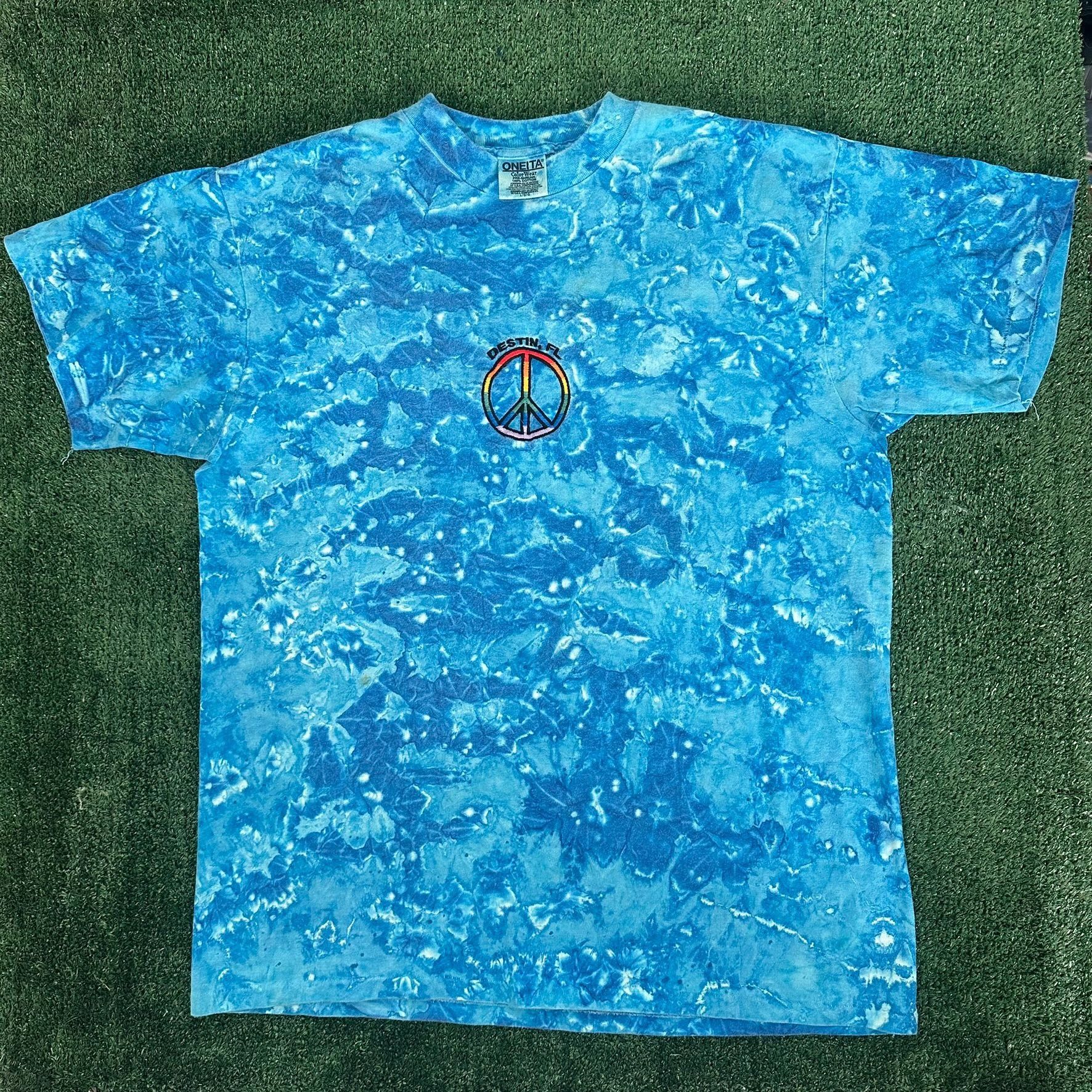 Vintage Vintage 90s Destin Florida T-Shirt Peace Hippie Tie Dye Tee Size US L / EU 52-54 / 3 - 1 Thumbnail
