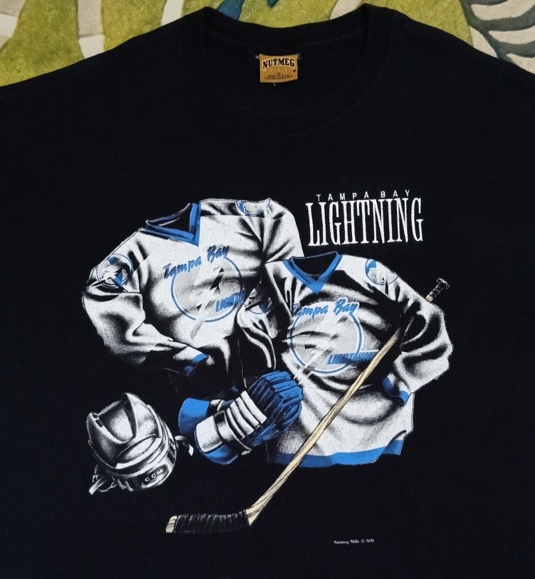 NHL × Nutmeg × Vintage Vintage 90s NHL Tampa Bay Lightning T-shirt Size US XXL / EU 58 / 5 - 4 Thumbnail