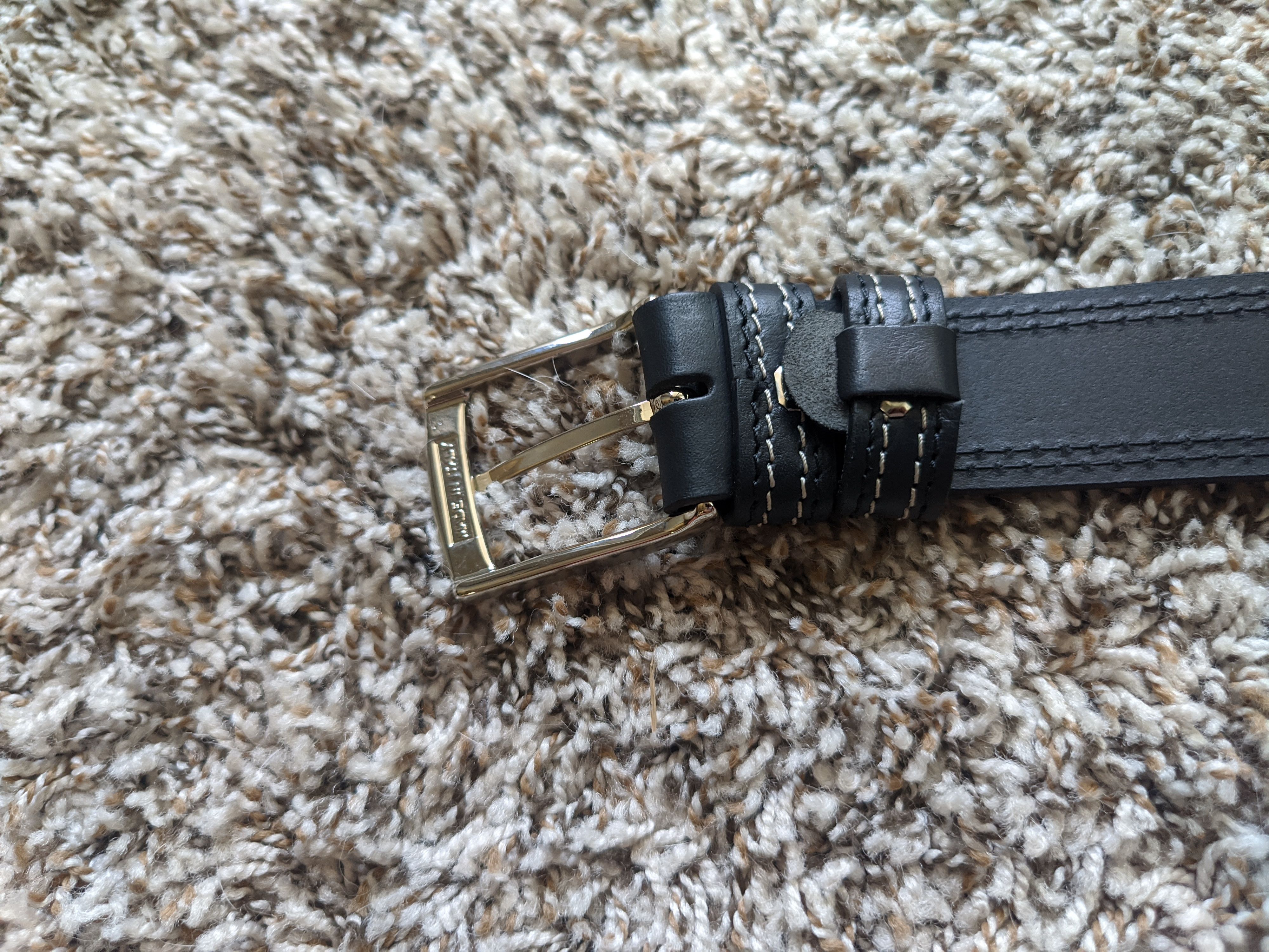 Leather Black Leather Belt - Double Stitched Size 30 - 2 Thumbnail