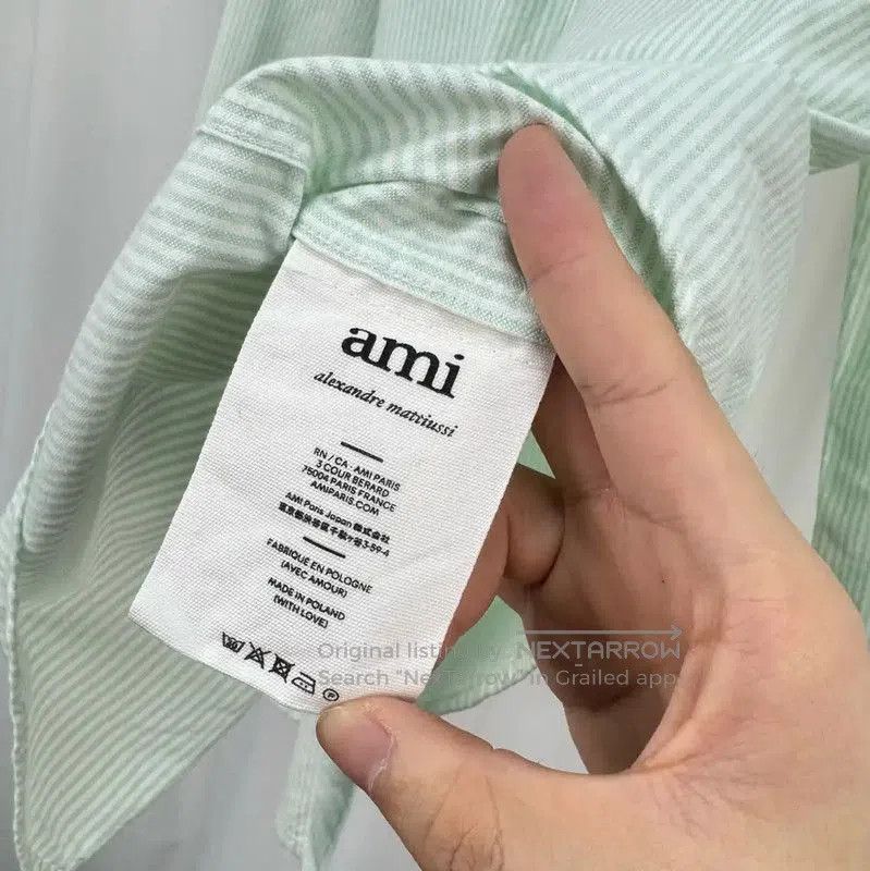 AMI AMI Light Green Long Sleeve Embroidered Shirt . Size L / US 10 / IT 46 - 6 Thumbnail