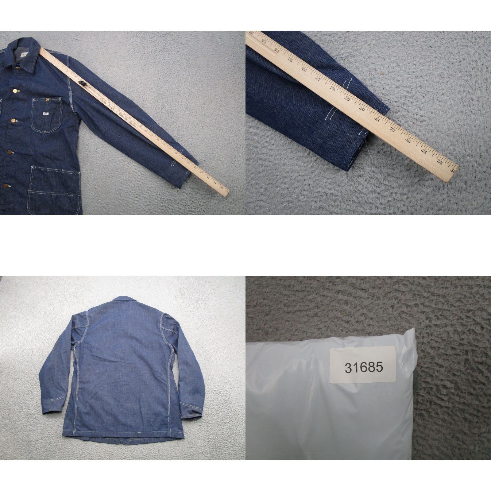 Lee VINTAGE Lee Denim Jacket Mens Chore Barn USA Made Chest Size 46 Blue "Denim" Workwear 60's 70's Mens Jacket Size US S / EU 44-46 / 1 - 8 Thumbnail