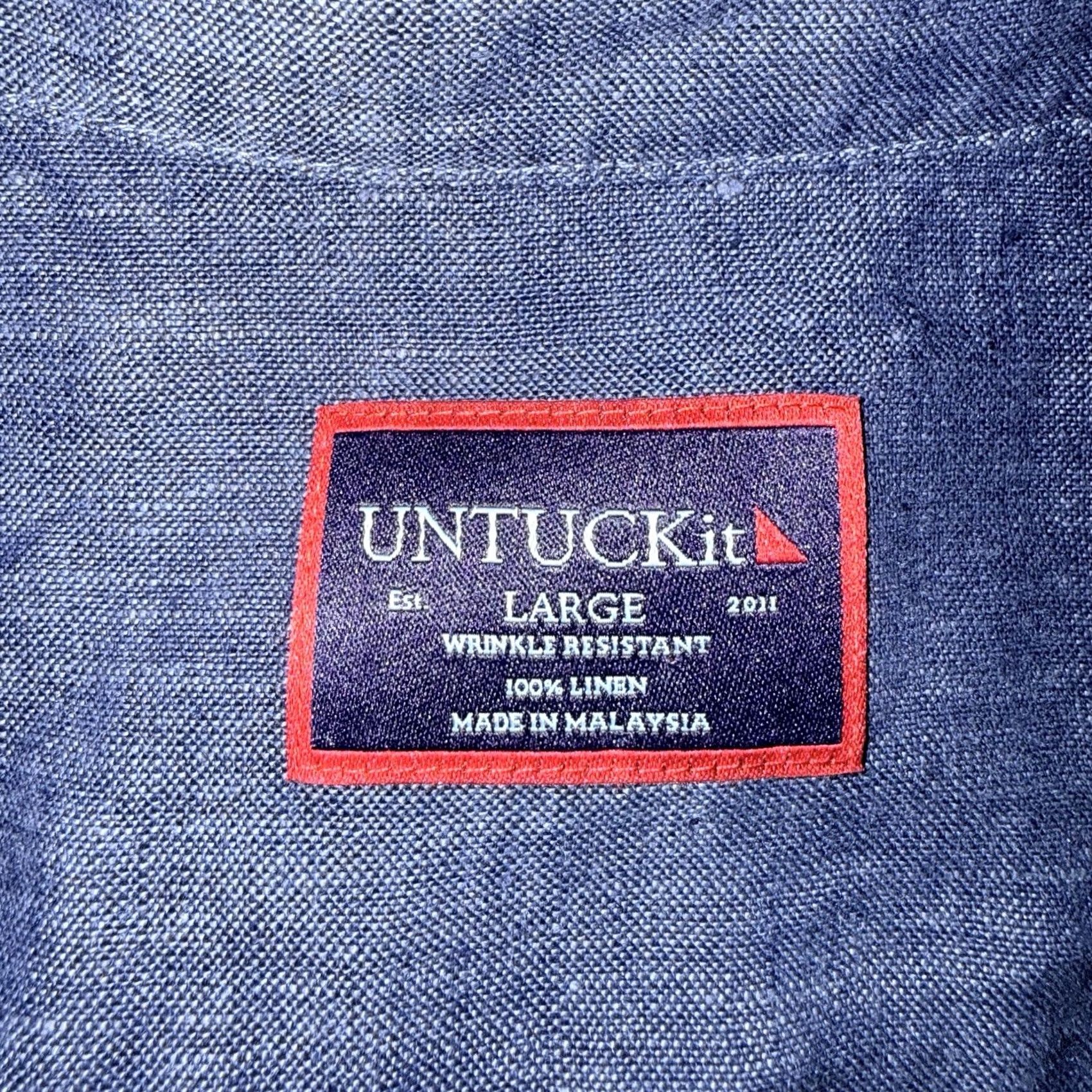 UNTUCKit UNTUCKit Shirt Mens Size L Blue 100% Linen Short Sleeve Button-Down Shirt Size US L / EU 52-54 / 3 - 4 Thumbnail