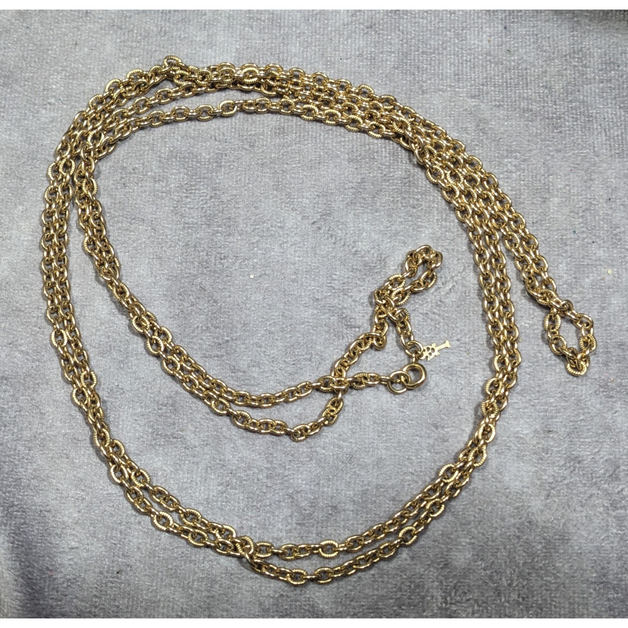 Other Vintage Crown Trifari Extra Long Gold Tone Chain Necklace Size ONE SIZE - 5 Thumbnail