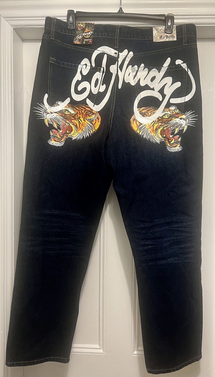 Authentic Ed Hardy Denim Tiger Head loose fit blue Jeans 38