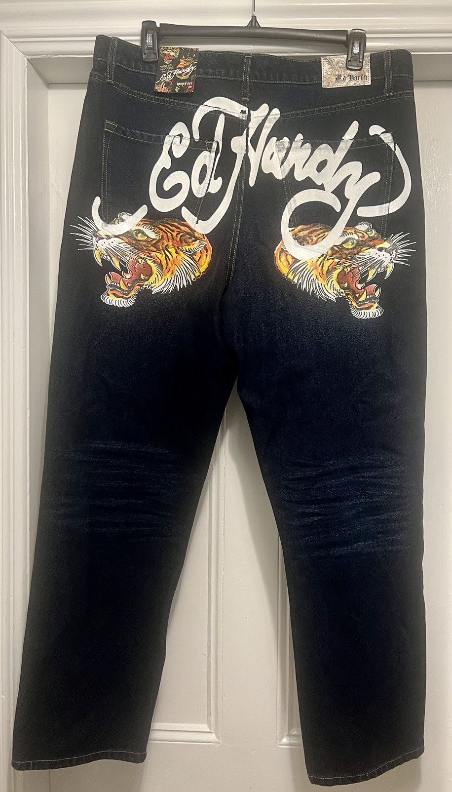 Image of Authentic Ed Hardy Denim Tiger Blue Jeans 38, Men's