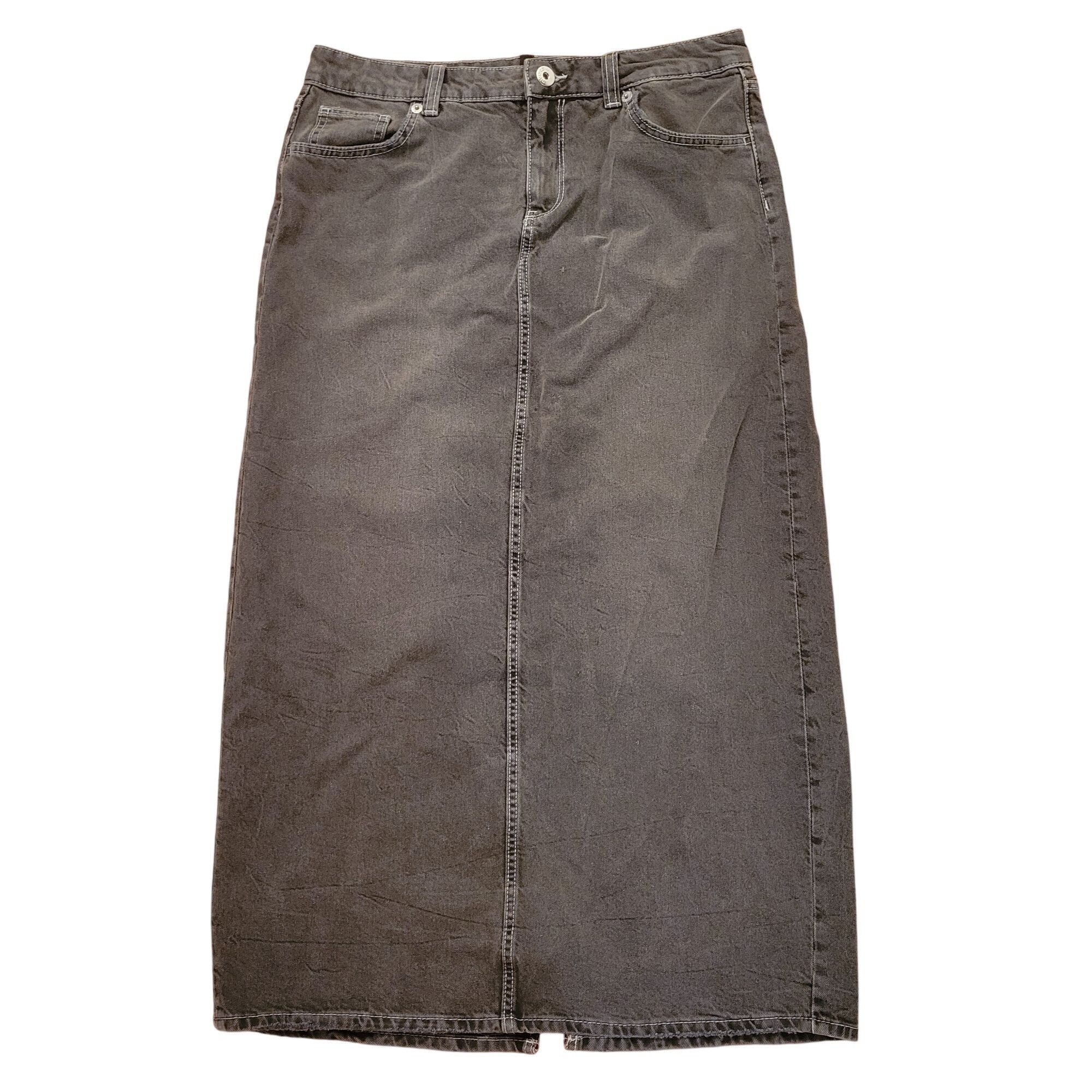 H&M Divided HM Black Denim Maxi Skirt 10 Modest Back Slit Wester Size 32" / US 10 / IT 46 - 1 Thumbnail