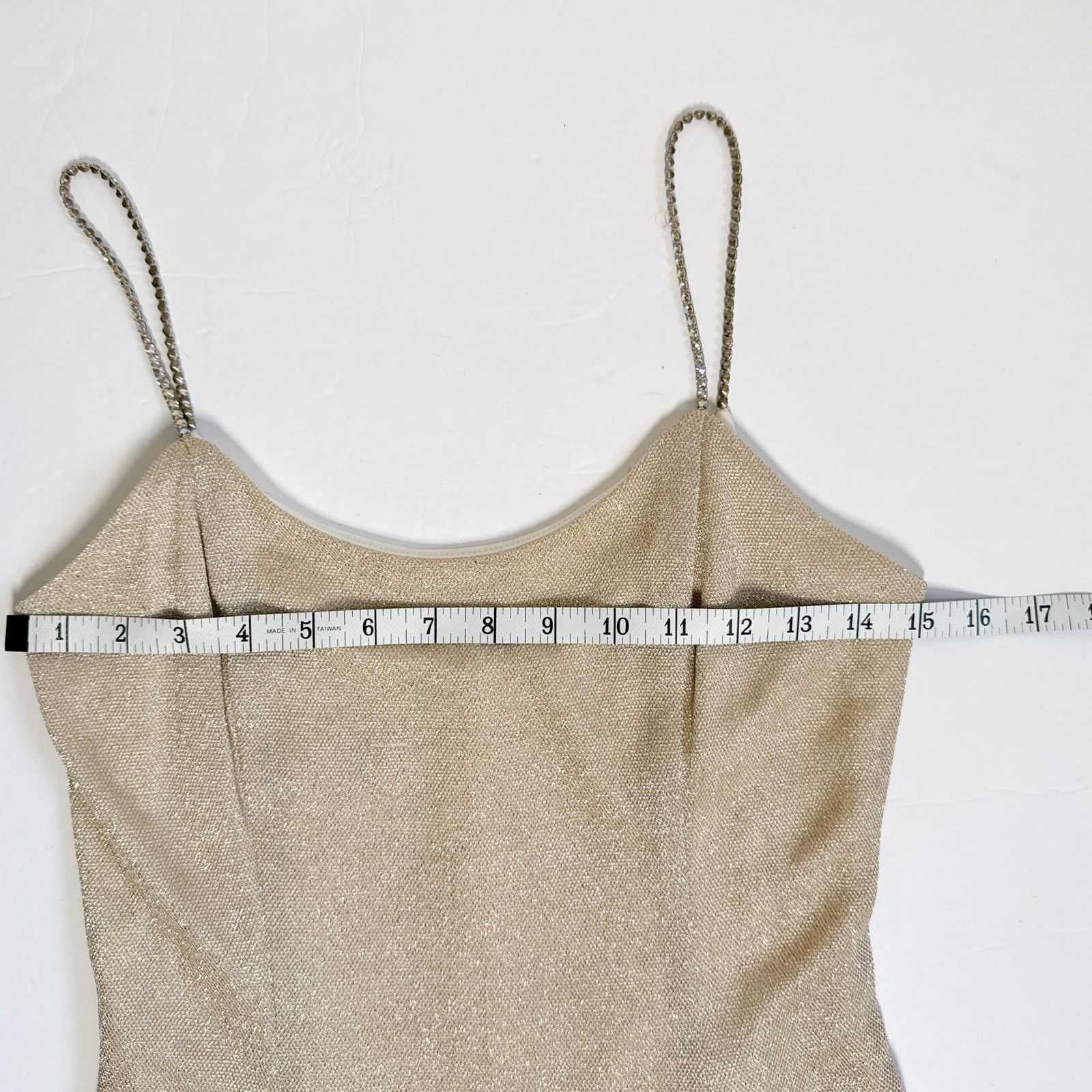Jessica McClintock × Other 90s Scott McClintock Gold Shimmer Slip Dress Rhinestone Size S / US 4 / IT 40 - 13 Thumbnail