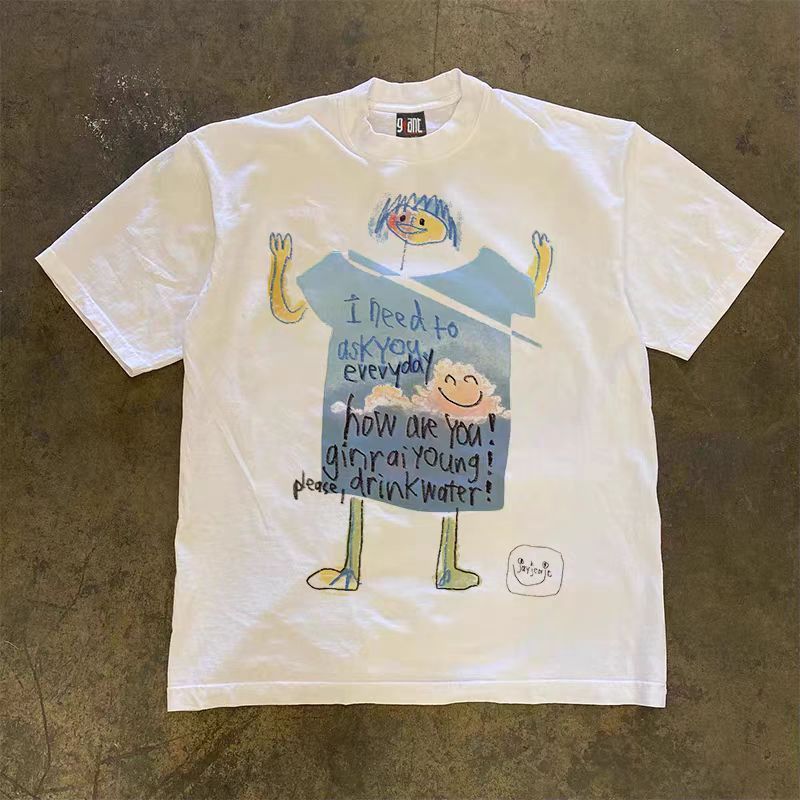 Vintage White washed retro fun boy print t-shirt Size US M / EU 48-50 / 2 - 1 Thumbnail
