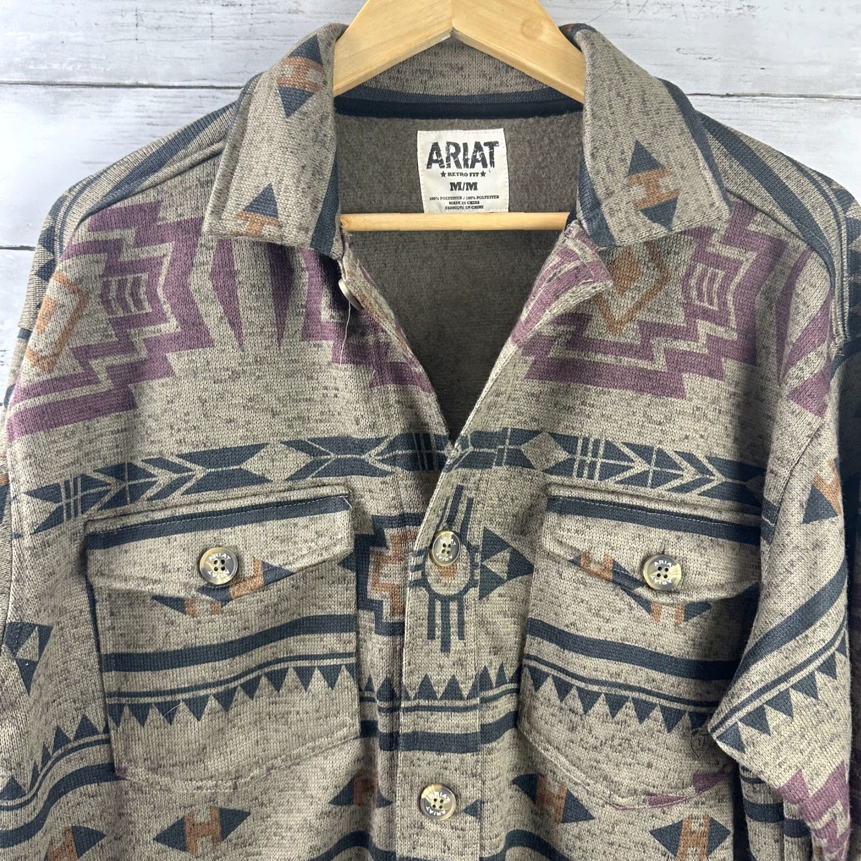 Ariat Ariat Caldwell Jacket Mens M Brown Sweater Fleece Southwestern Button-Up Shacket Size US M / EU 48-50 / 2 - 2 Thumbnail