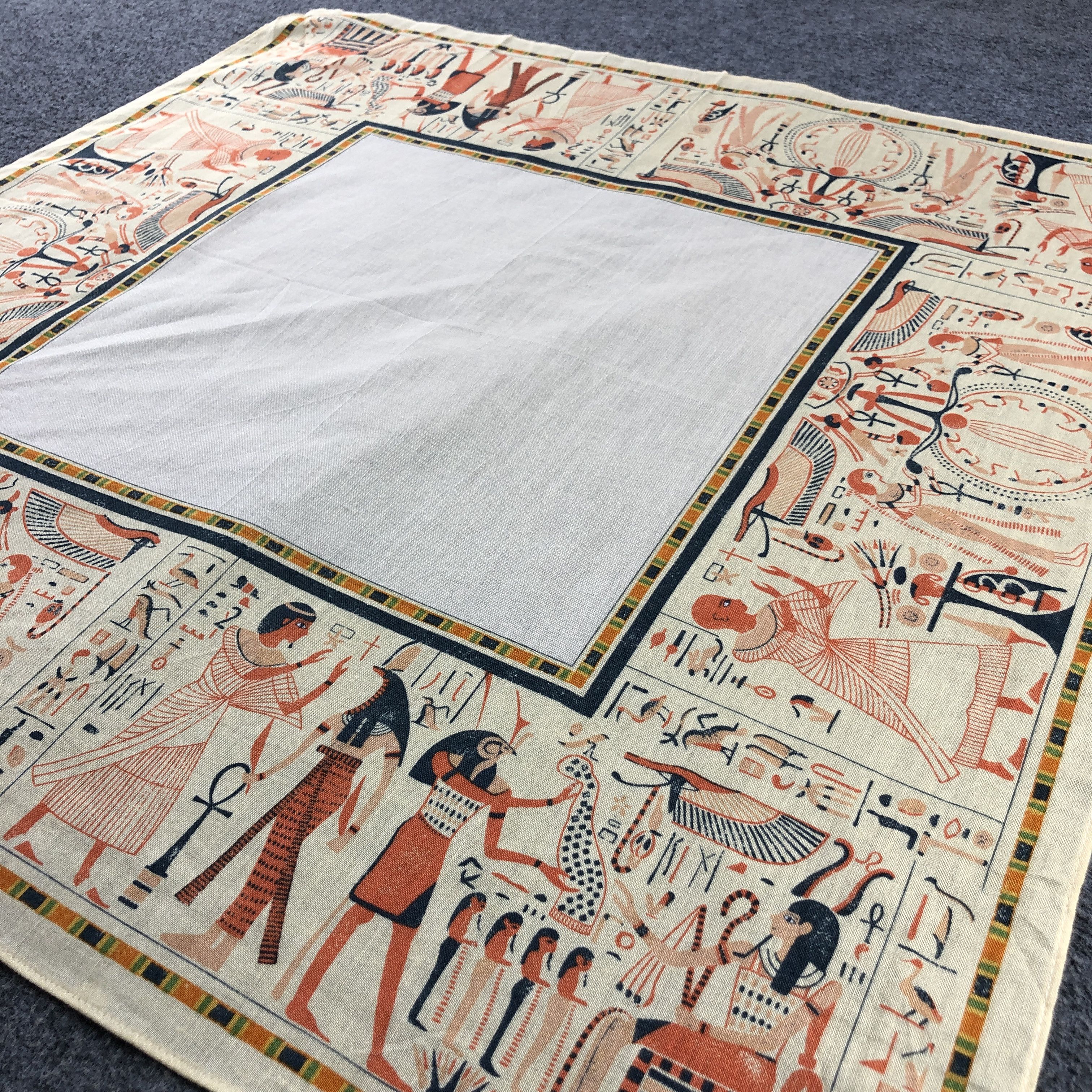 Vintage Egyptian Hieroglyphs Handkerchief Neckerchief Bandana H2672 Size ONE SIZE - 1 Thumbnail