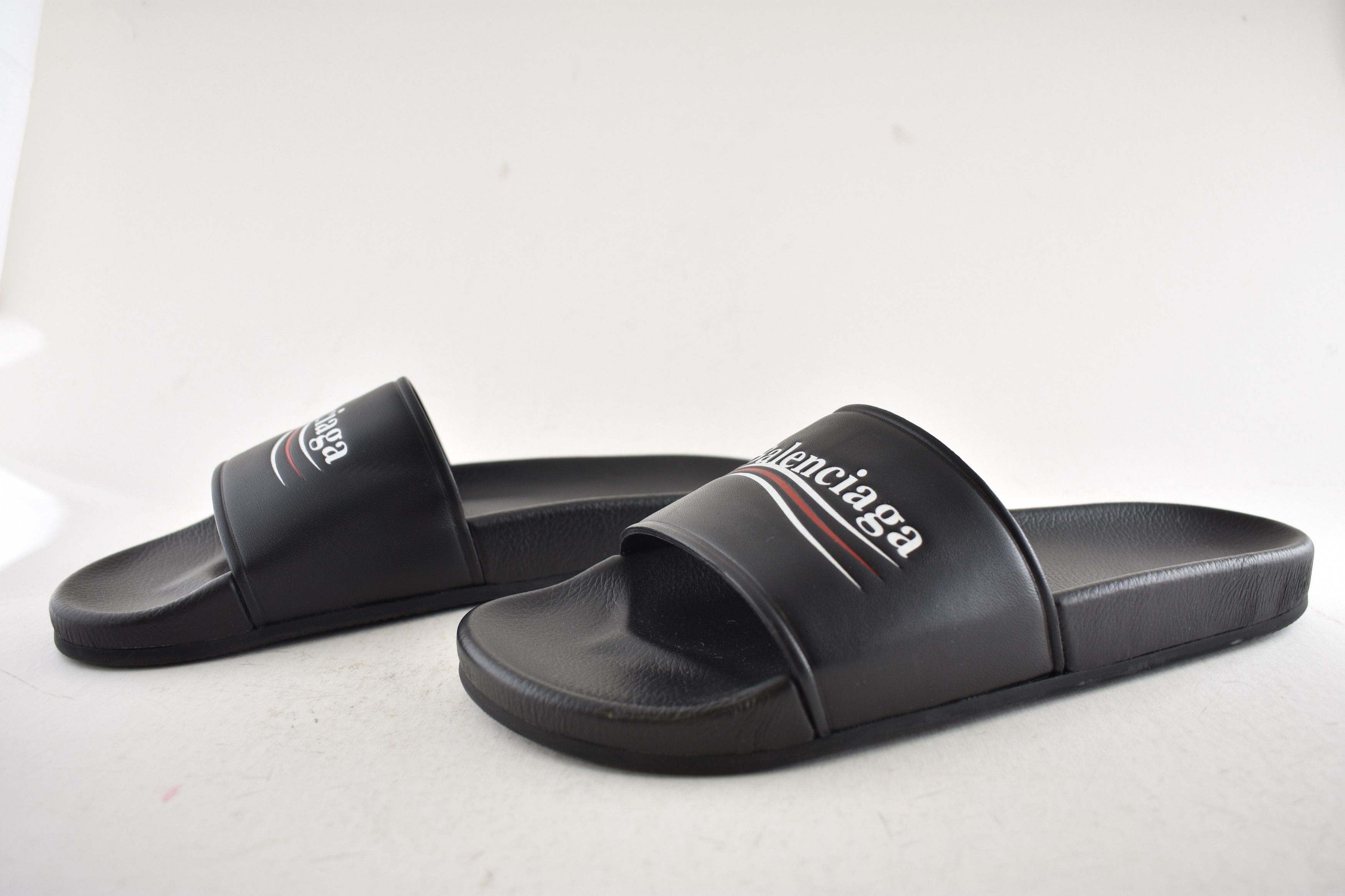 Balenciaga Leather Campaign Logo Slide Pool Sandal Flip Flop Flat 44 11 Size US 11 / EU 44 - 12 Thumbnail