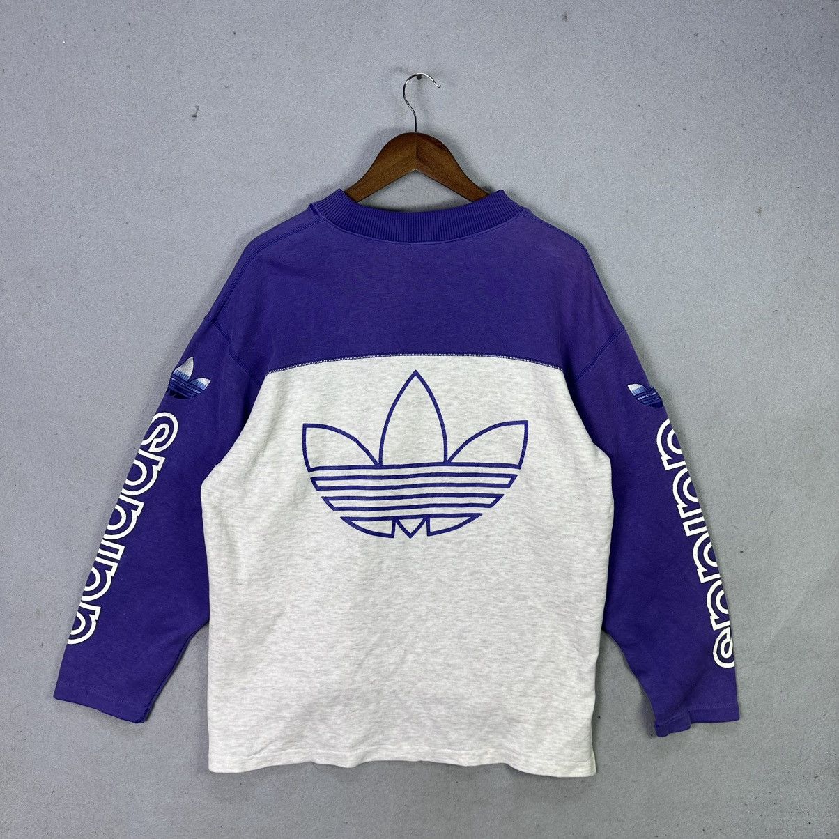Adidas Vintage Adidas Trefoil Sweatshirt Purple White Size US M / EU 48-50 / 2 - 2 Thumbnail