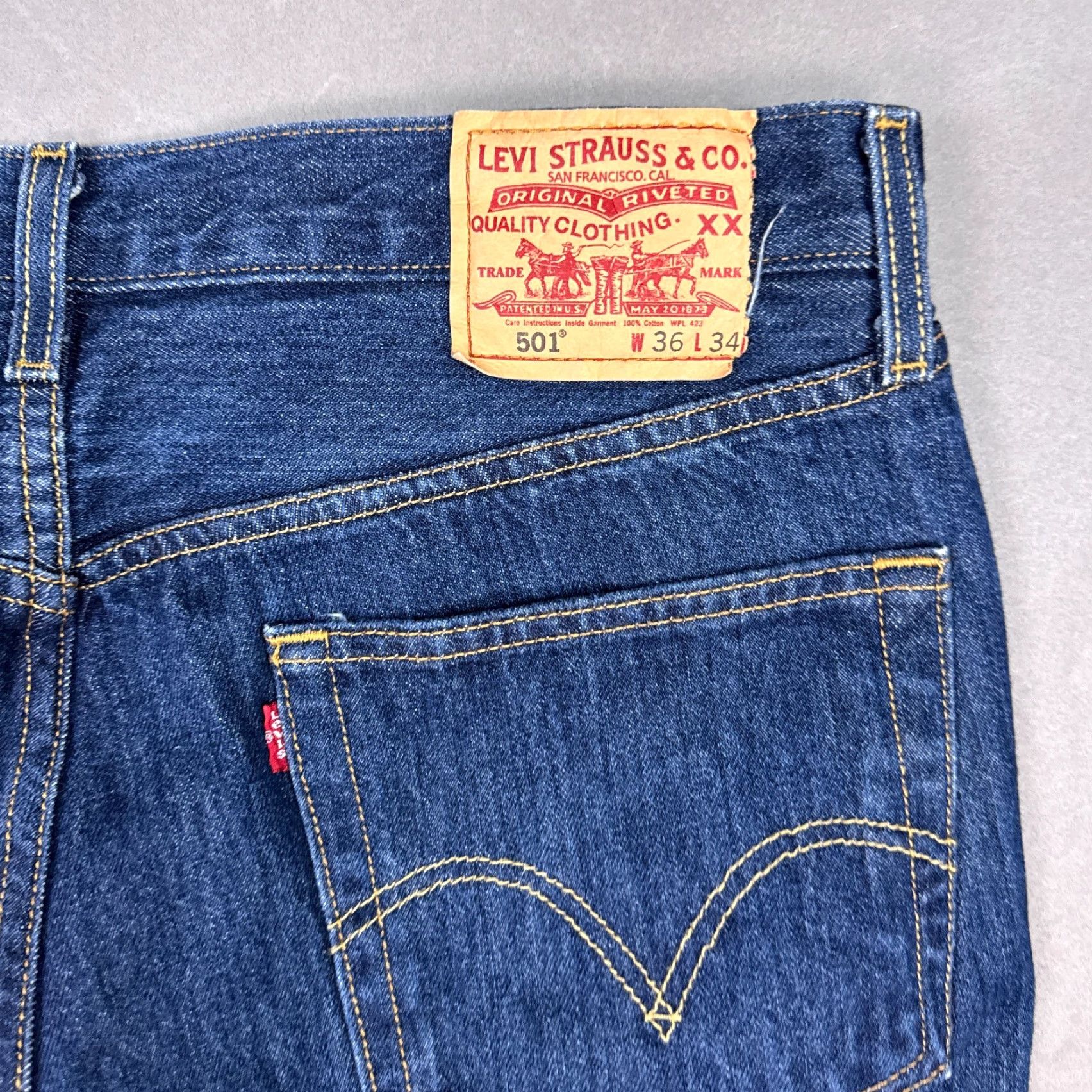 Levi's Levi's 501 Jeans Mens 34x34 Blue Denim Pant Button Fly Dark Work Regular Size US 36 / EU 52 - 6 Thumbnail