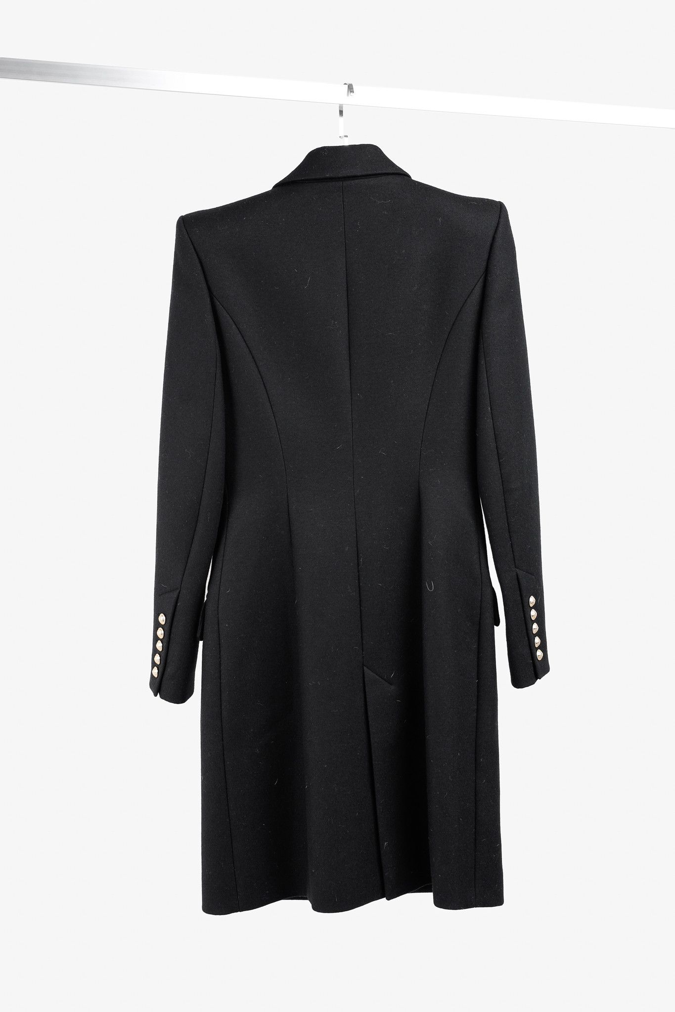 Balmain Balmain Golden Crest Button Black Wool Overcoat Size M / US 6-8 / IT 42-44 - 2 Thumbnail
