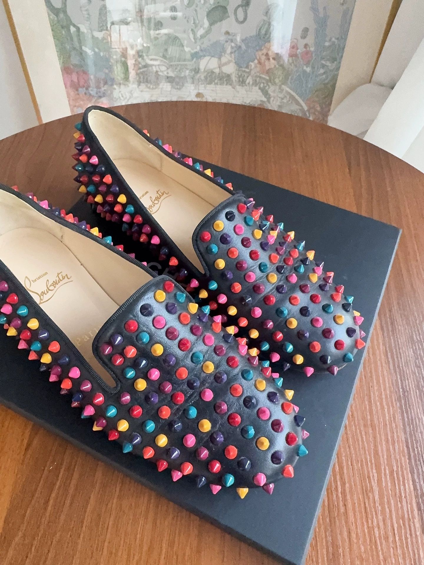 Christian Louboutin CL Rainbow Studs Loafer 97 New 38.5 Size US 7.5 / IT 37.5 - 2 Thumbnail