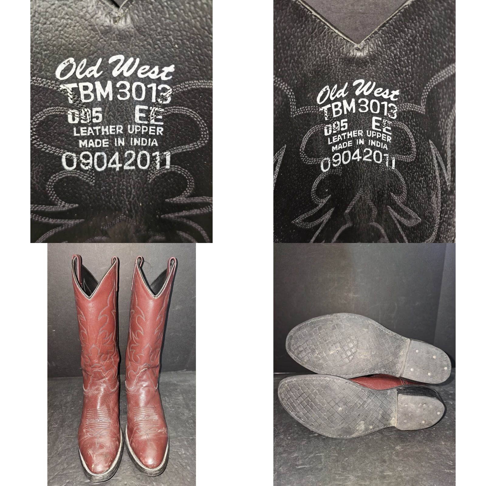 Vintage VINTAGE Old West Cowboy Western Boots Red Leather Mens Size 9.5 EE Model TBM3013 Size US 10 / EU 43 - 8 Thumbnail