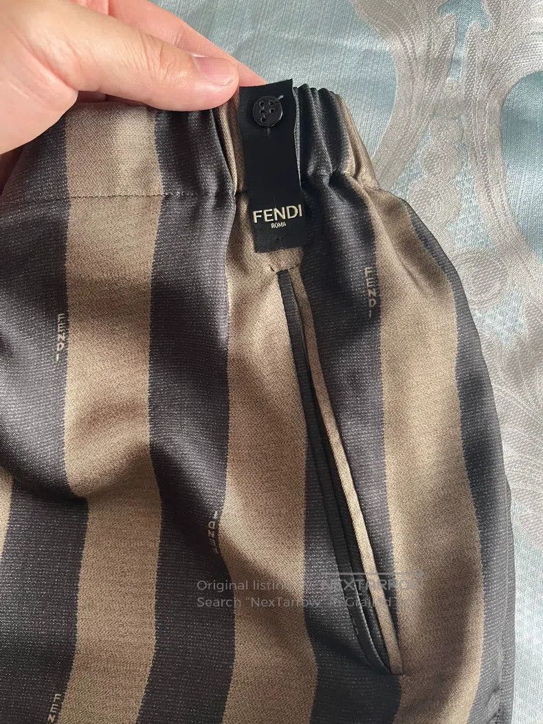 Fendi Fendi Men's Pants with Classic Black and Brown Stripe Patt Size US 32 / EU 48 - 4 Thumbnail