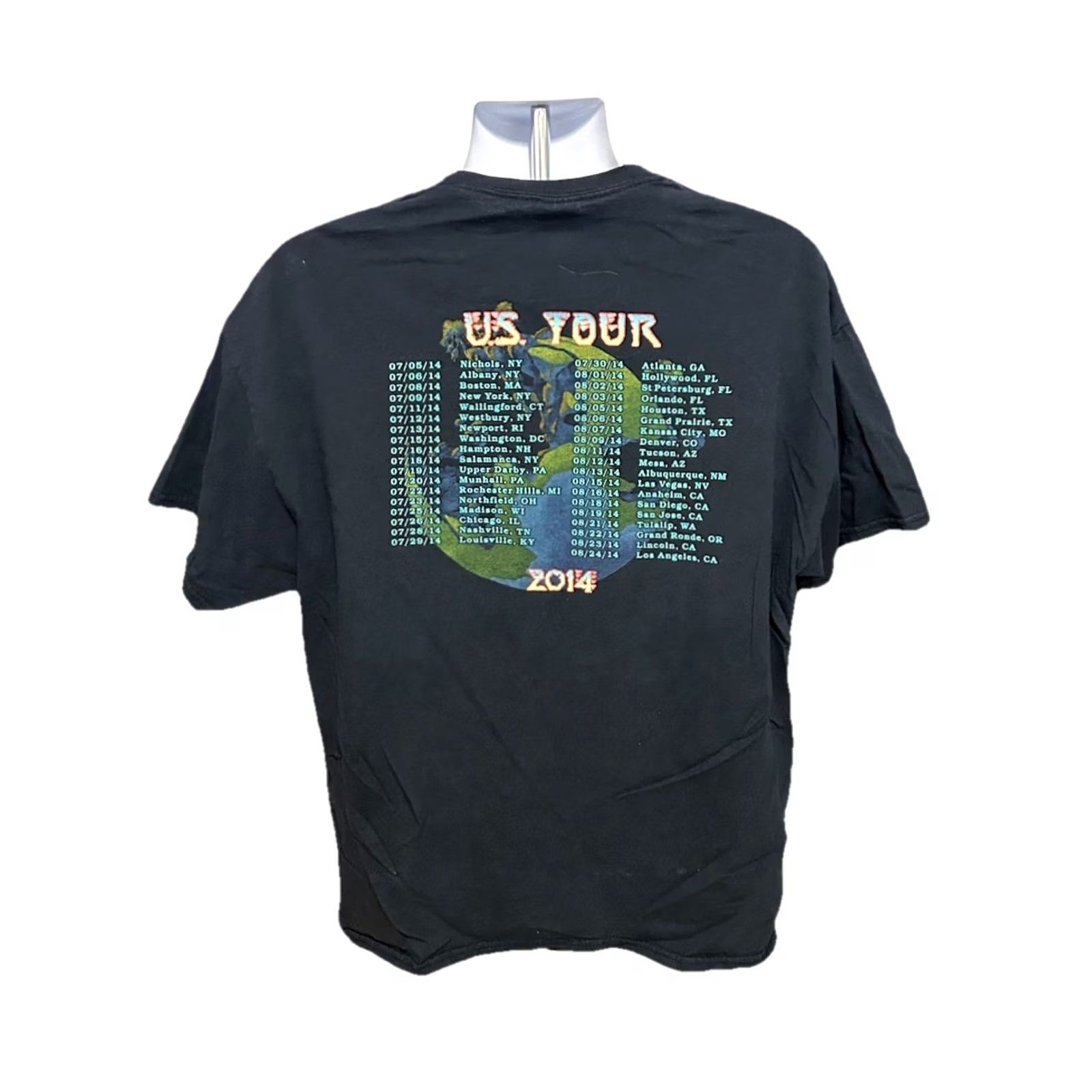Gildan Yes Band 2014 Tour Shirt Men XL Black Short Sleeve Double Sided Rock Roll Size US XL / EU 56 / 4 - 2 Thumbnail