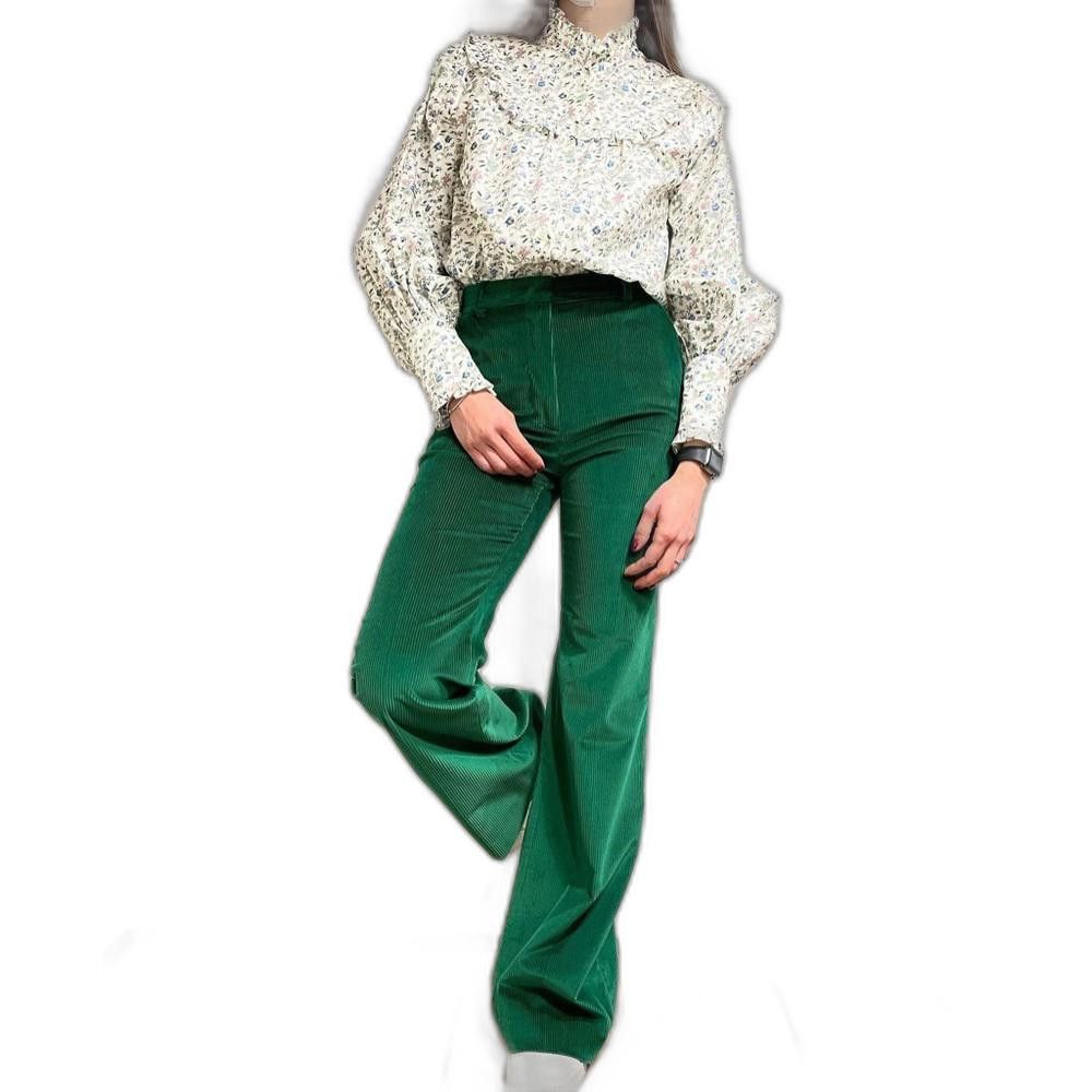 Designer NWOT Weekend MaxMara label-cut Green Bootcut Trousers US2/4 Size 27" / US 4 / IT 40 - 1 Thumbnail