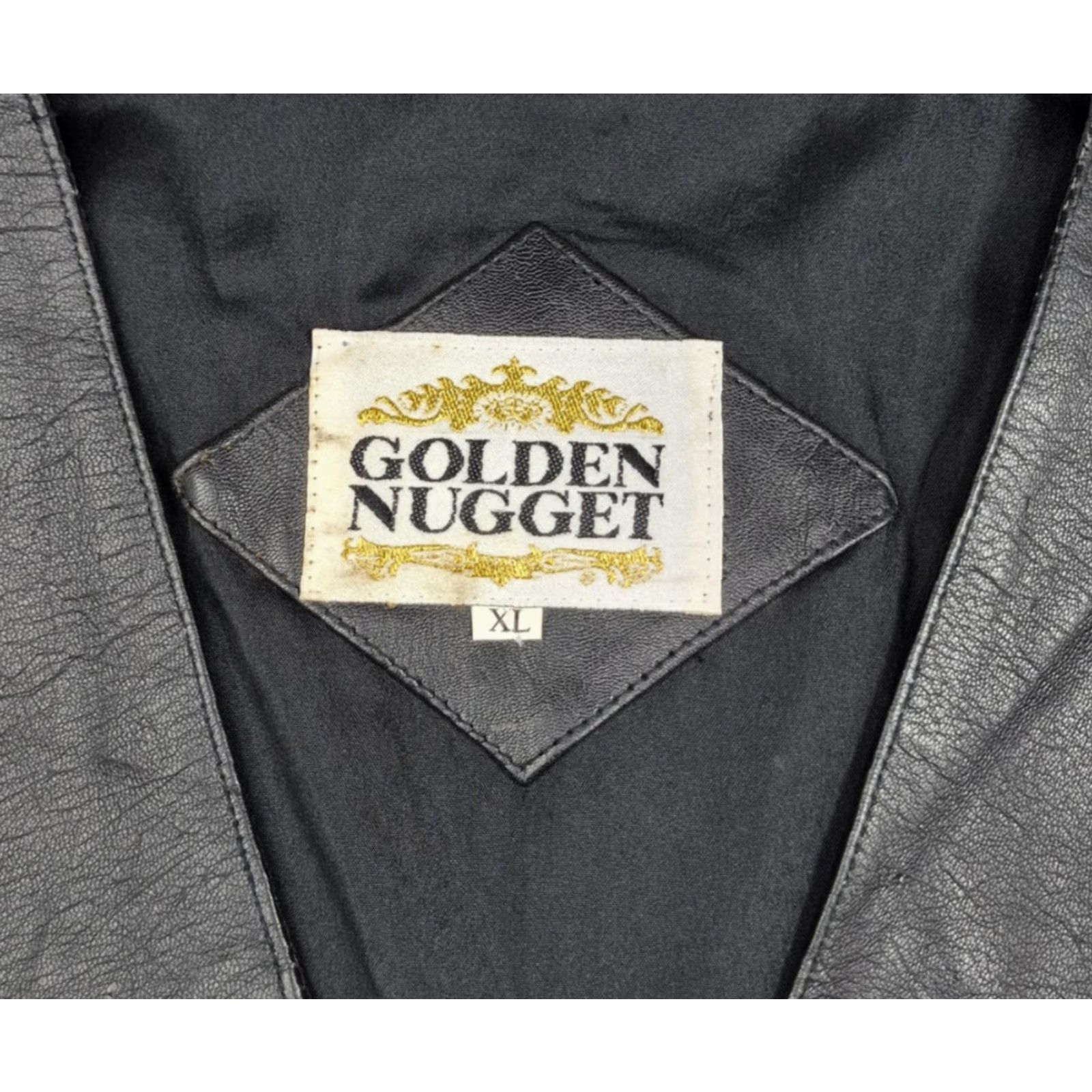 Vintage VINTAGE Golden Nugget Vest Mens XL Black Leather Biker Snap Cinch Belt Lined Pockets Jacket/Coat Length: Mid-Length Size US XL / EU 56 / 4 - 2 Thumbnail