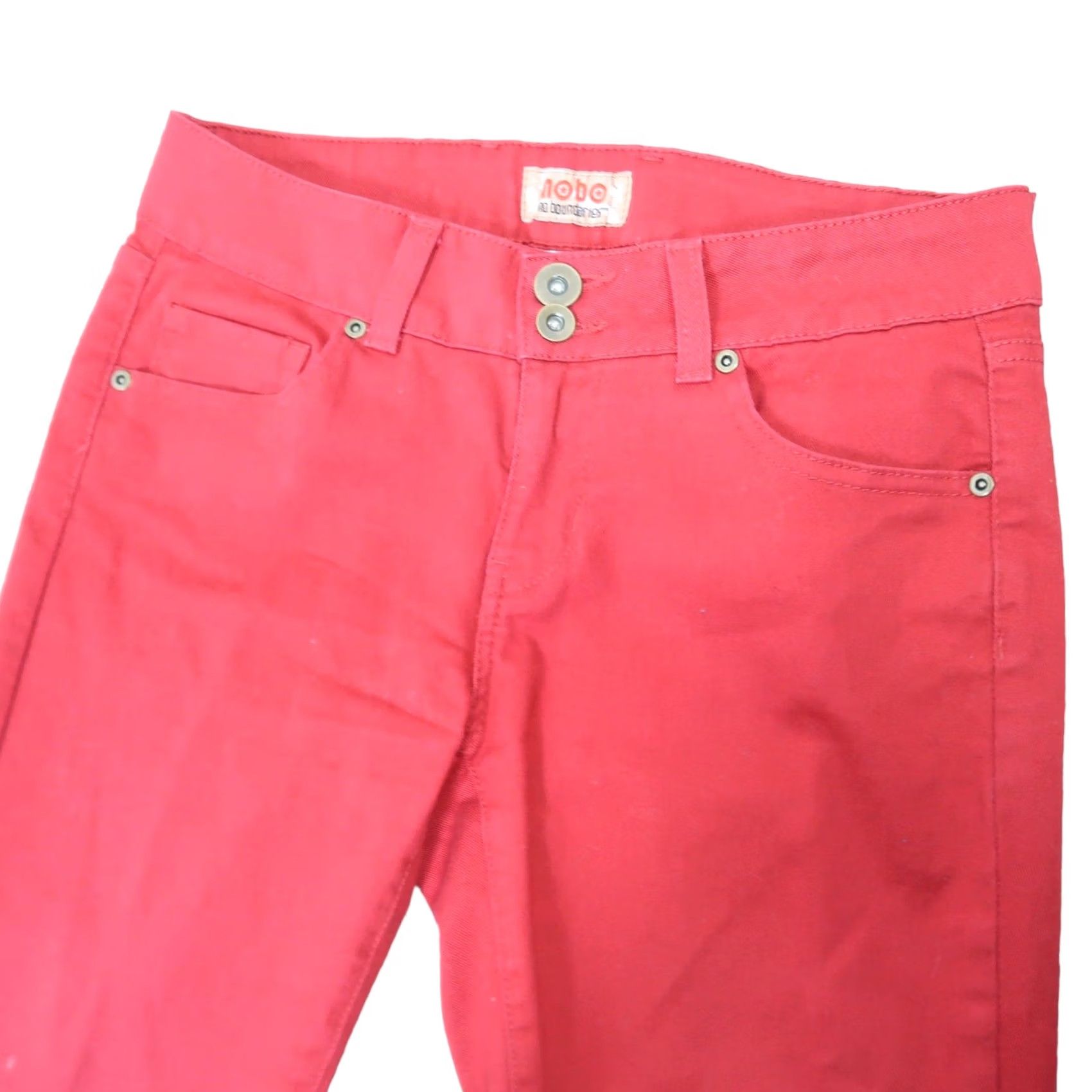 Vintage No Boundaries Red Low Rise Straight Leg Pants 7 Womens Pants Casual Cotton Spandex Slim Fit 15" Waist 19" Hip 32" Inseam 32" Size 28" / US 6 / IT 42 - 2 Thumbnail