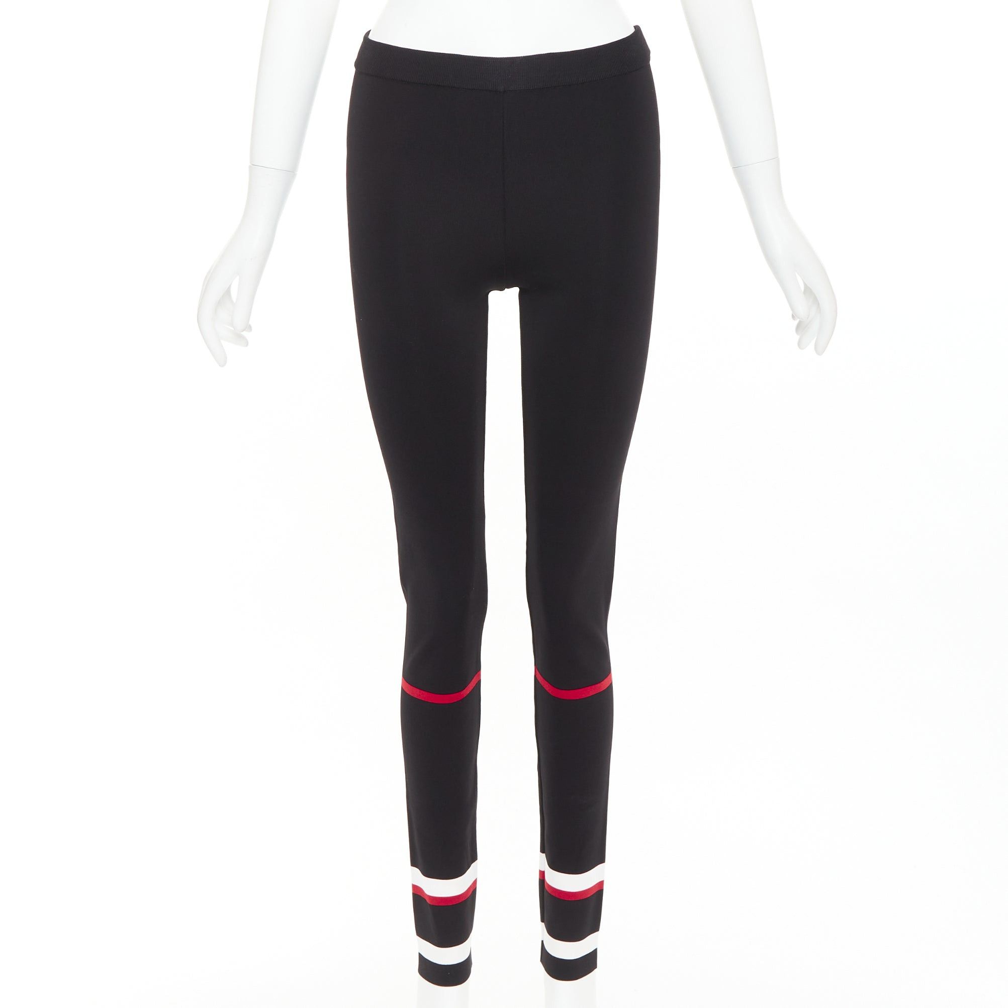 Givenchy GIVENCHY black red white striped hem viscose knit legging pants XS Size 27" / US 4 / IT 40 - 1 Thumbnail