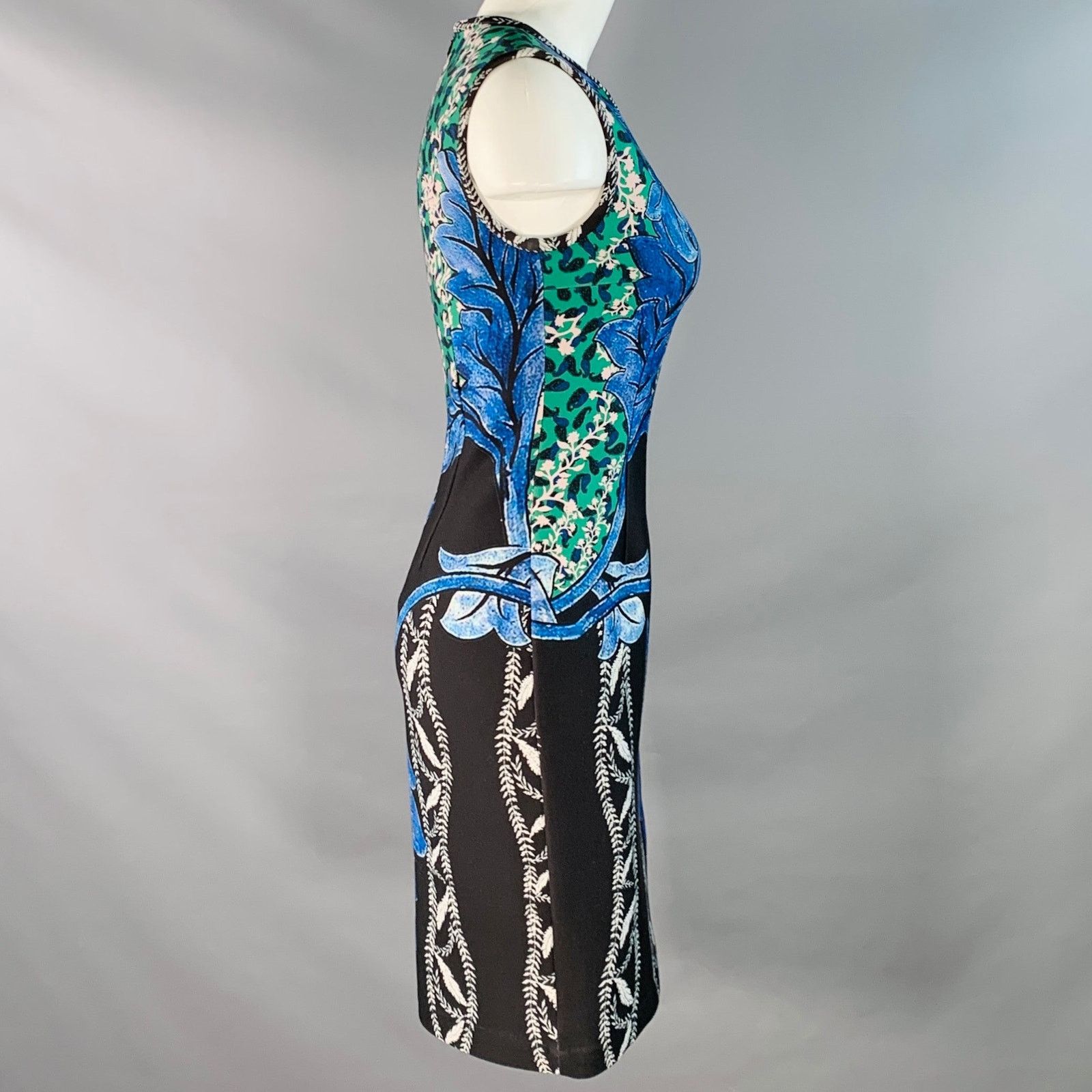 Yigal Azrouel Size 6 Black Green Blue Polyester Blend Cocktail Dress Size M / US 6-8 / IT 42-44 - 3 Thumbnail