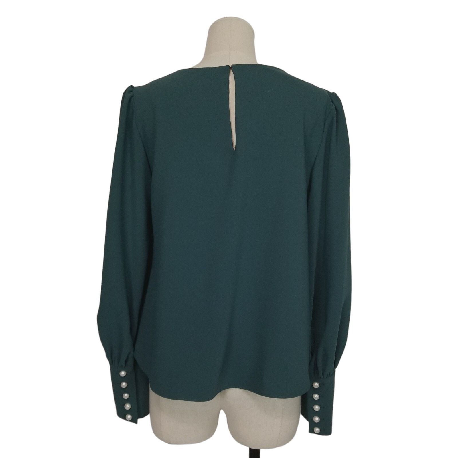 Amanda Uprichard Amanda Uprichard V-Neck Pearl Sleeve Blouse Green Sz Small Size S / US 4 / IT 40 - 4 Thumbnail