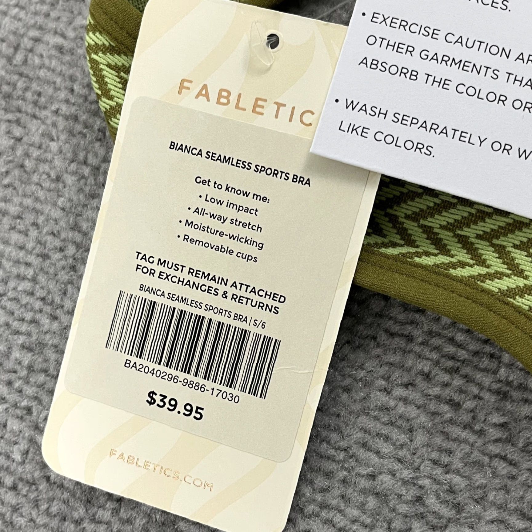 Fabletics Fabletics Bianca Seamless Sports Bra Womens Size 6 Small Green Padded Gym Yoga Size ONE SIZE - 2 Thumbnail