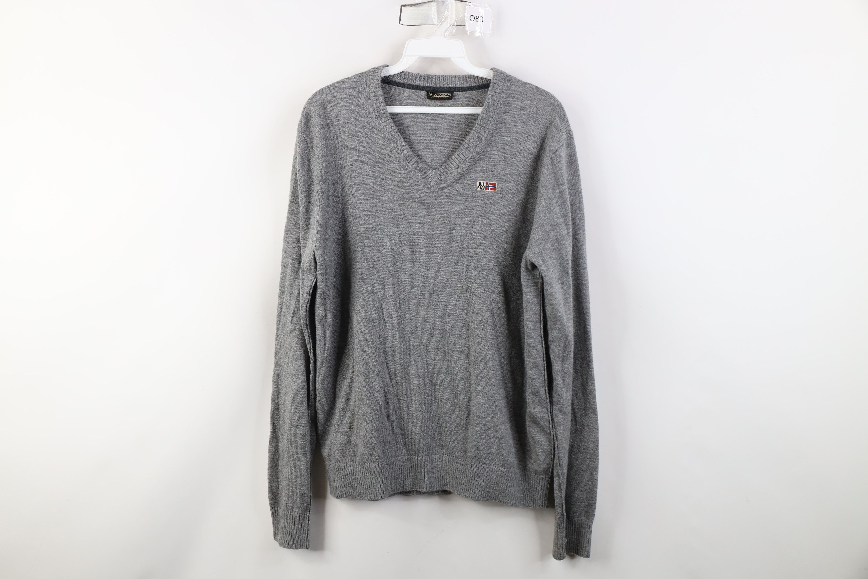 Napapijri Napapijri Geographic Lightweight Wool V-Neck Sweater Gray Size US M / EU 48-50 / 2 - 1 Thumbnail