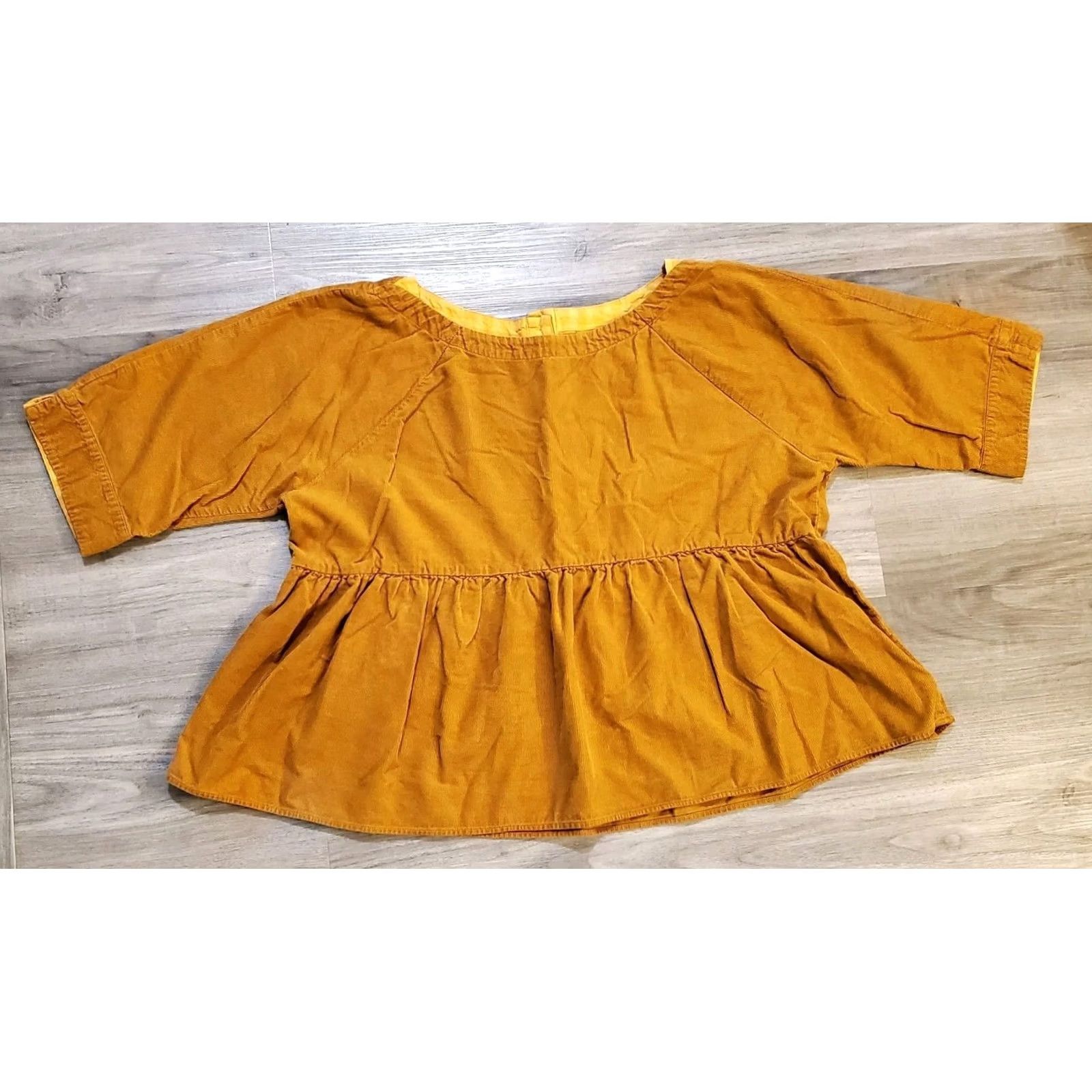 Vintage Anthropologie Maeve Maria Shirt Womens M Yellow Corduroy Tunic Top Sleeve Size M / US 6-8 / IT 42-44 - 2 Thumbnail