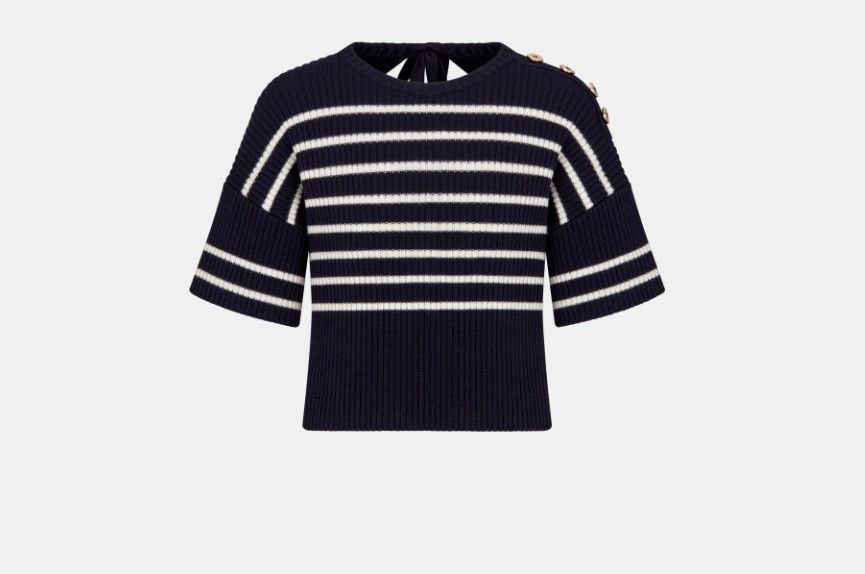 Dior o1w1db10824 Marinière Open-Back Sweater in Navy / White Size S / US 4 / IT 40 - 1 Thumbnail