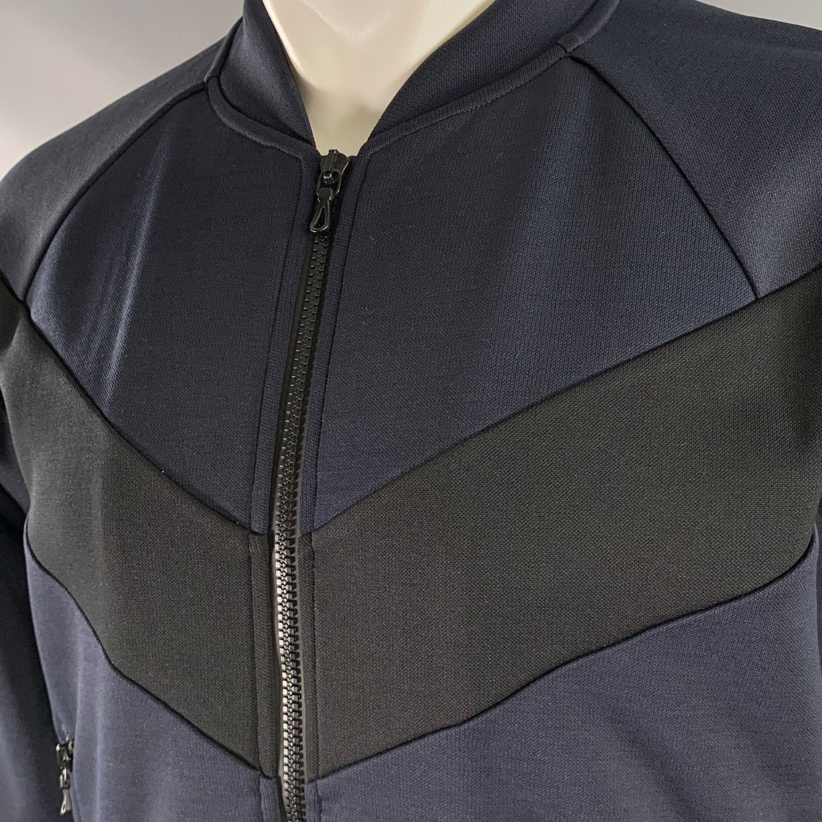 Rag & Bone RAG & BONE M Navy Black Color Block Polyester Zip Bomber Size US M / EU 48-50 / 2 - 2 Thumbnail