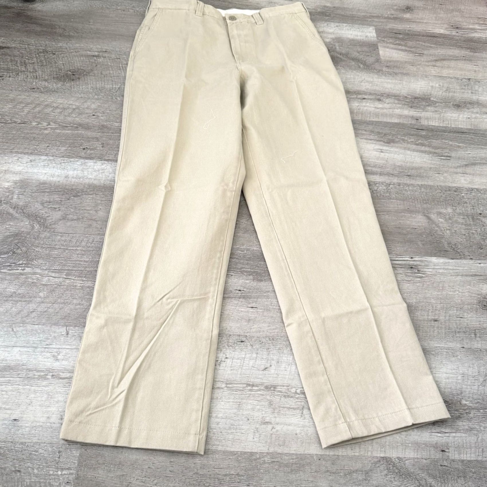 Lands' End Lands' End Chino Pants Mens 34 Khaki Flat Front 100% Cotton NEW Regular Straight Belt Loops Pockets Casual Workwear Tailored Size US 34 / EU 50 - 3 Thumbnail