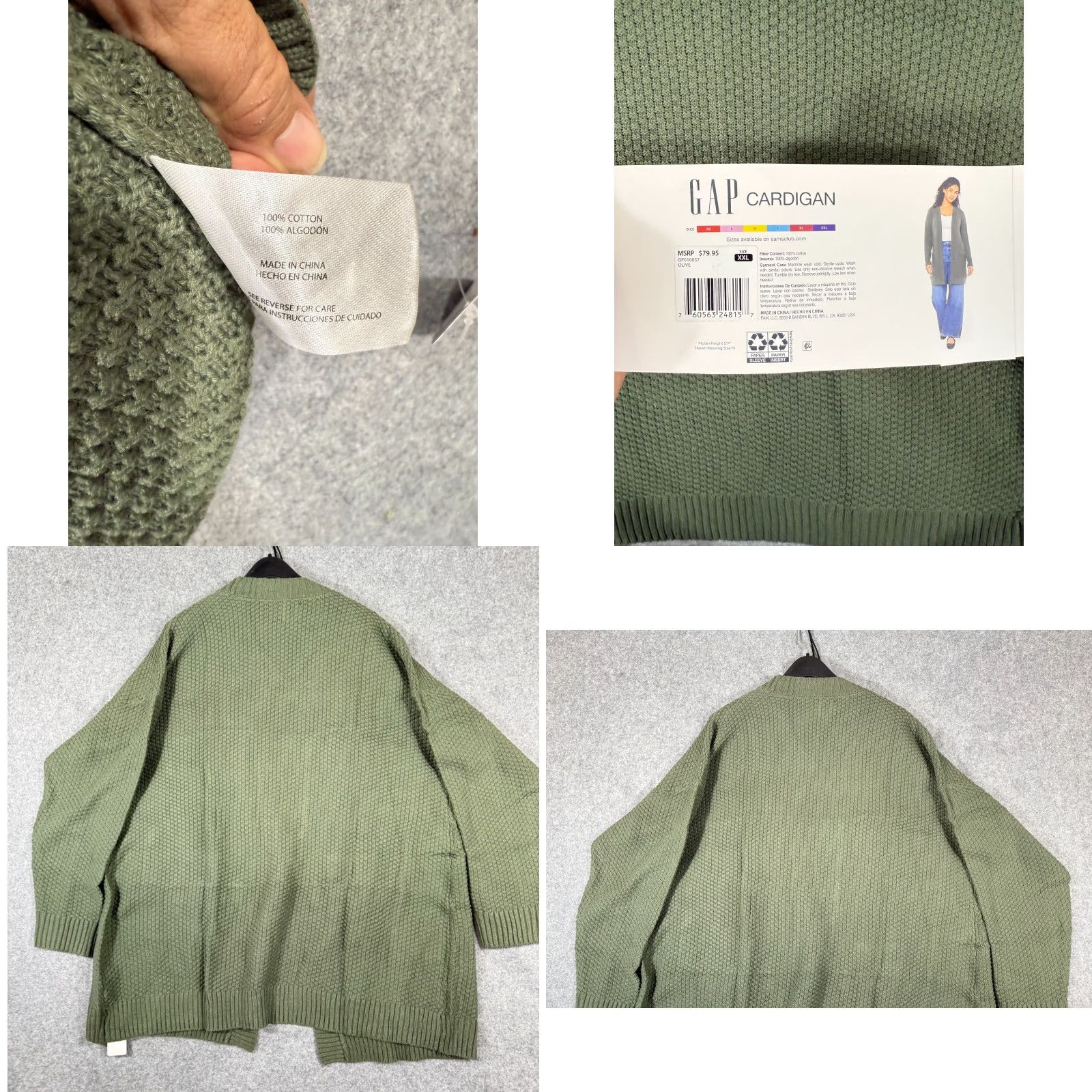 Gap Gap Cardigan Sweater Womens 2XL Open Front Olive Green Long Sleeve Pockets NWT Size XXL / US 16-18 / IT 52-54 - 8 Thumbnail
