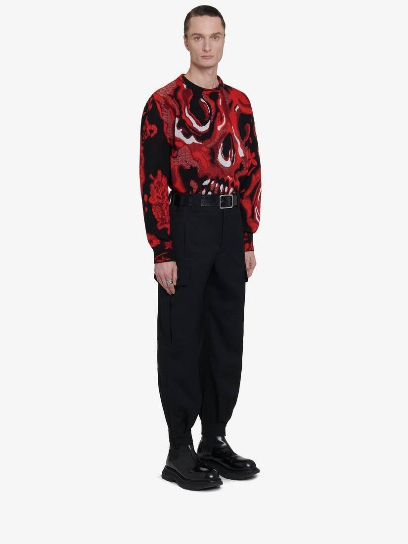 Alexander McQueen o1w1db10725 Wax Flower Skull Jumper in Black/Lust Red Size US M / EU 48-50 / 2 - 4 Thumbnail