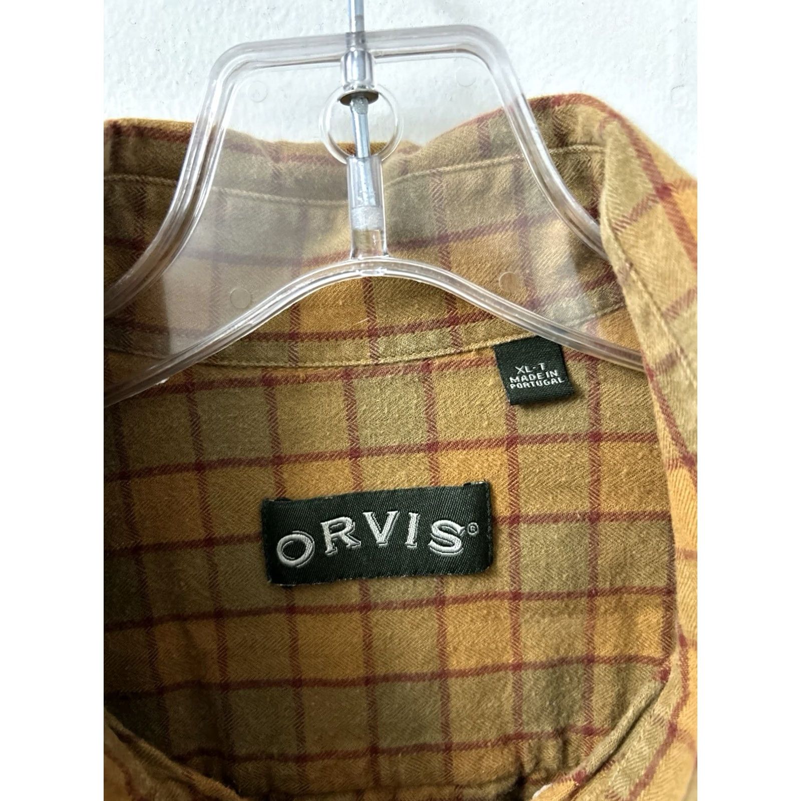 Orvis VINTAGE Orvis Shirt Mens XL Yellow Brown Plaid Flannel Button Down L/S Size US XL / EU 56 / 4 - 5 Thumbnail