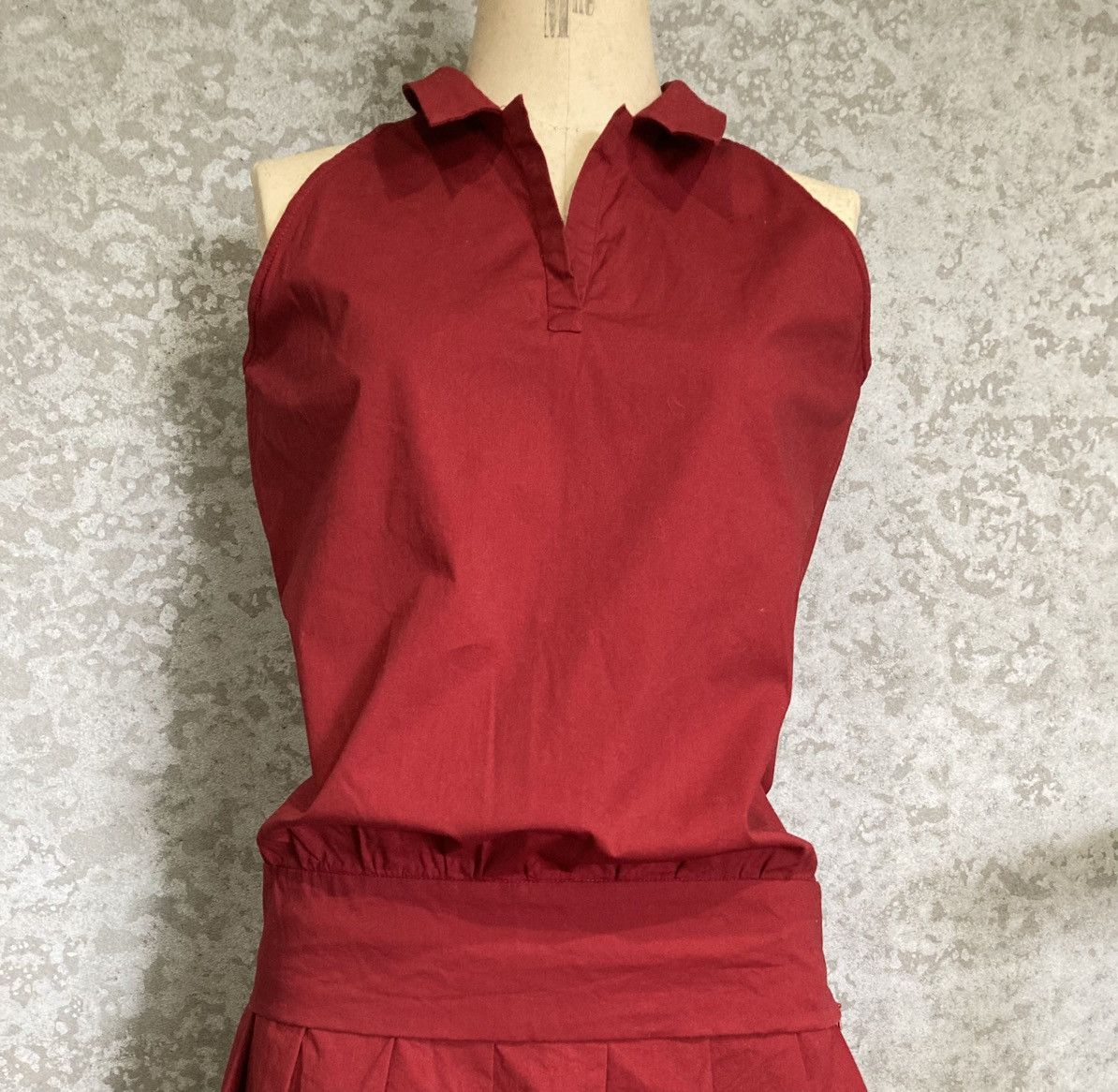 Japanese Brand 2000s Runway Deep Red Sleeveless Collar Top Y2K Size S / US 4 / IT 40 - 3 Thumbnail
