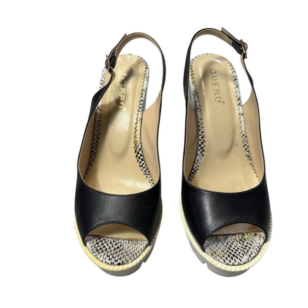 Other GUERO Black Snake Print Wedge Shoes Size 38 Size US 8 / IT 38 - 3 Thumbnail
