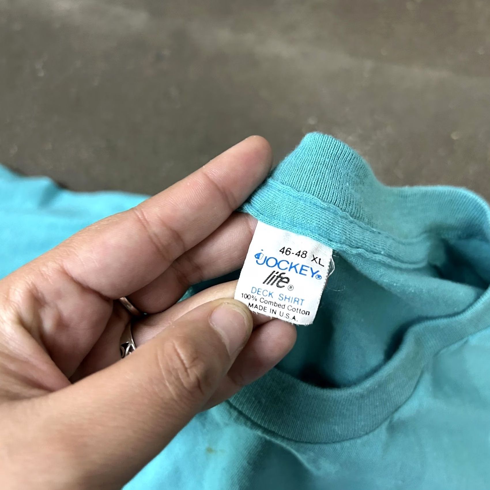 Jockey VINTAGE Jockey Lite Deck Shirt Mens XL Teal Blue Pocket Tee Made USA 80s Size US XL / EU 56 / 4 - 5 Thumbnail