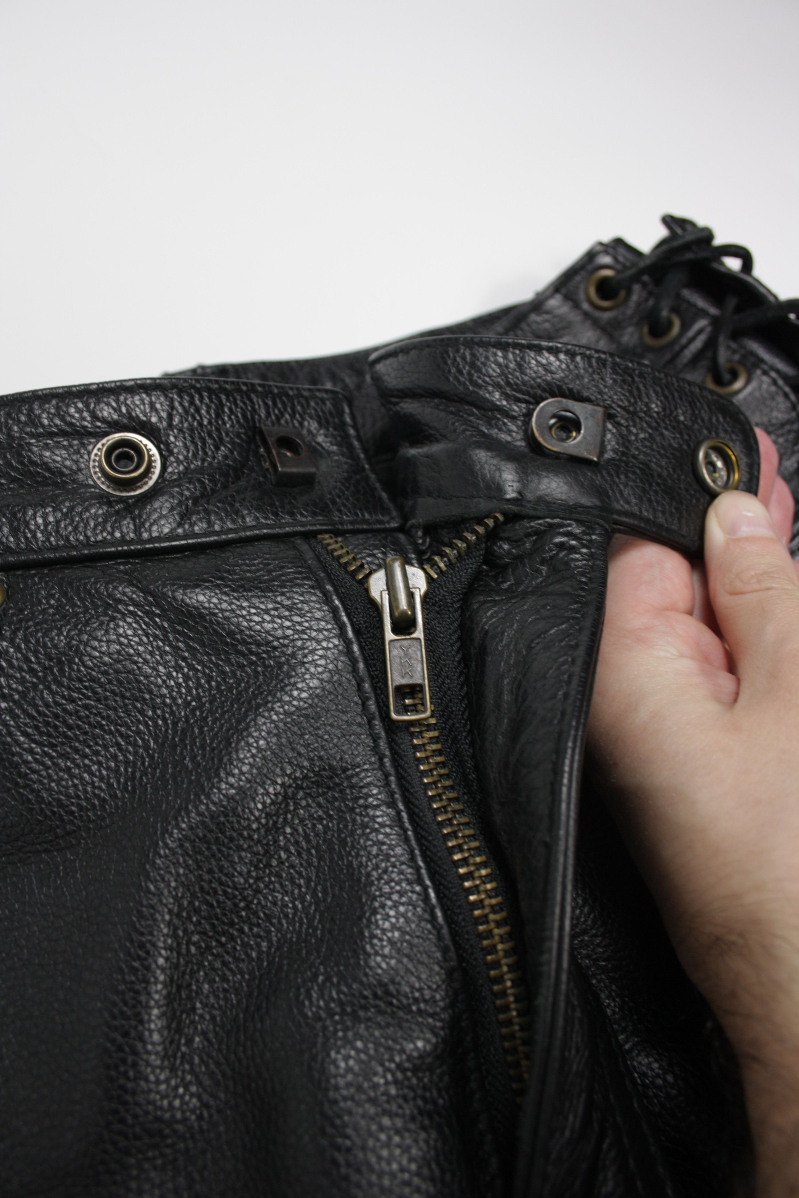 Genuine Leather × Vintage POLO Motorrad Vintage Motorcycle Biker Lace Up Pants Size US 30 / EU 46 - 8 Thumbnail