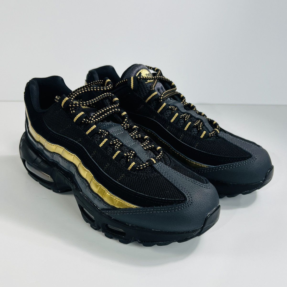 Nike Mens Size 6.5 - Nike Air Max 95 PRM Black Gold Shoes Size US 6.5 / EU 39-40 - 8 Thumbnail