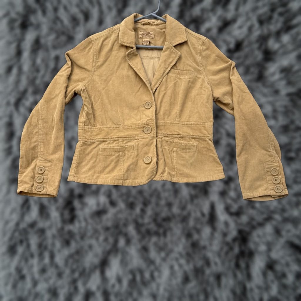 Vintage VINTAGE Aeropostale Corduroy Blazer Womens L Workwear Jacket Utility Retro Jacket Pockets Brown 90s/00s Womens Size L / US 10 / IT 46 - 1 Thumbnail